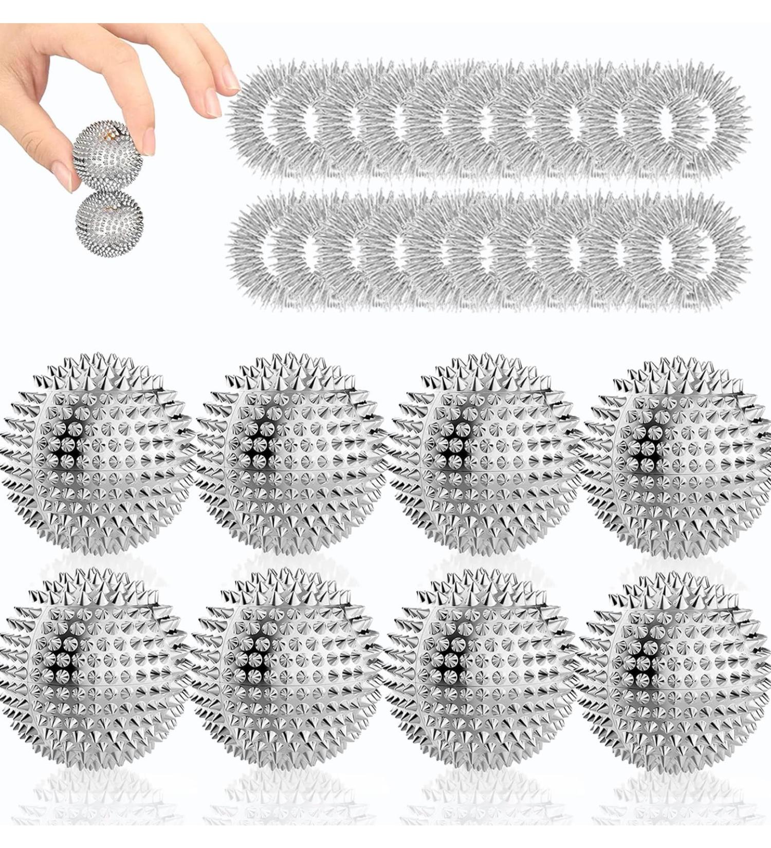 8 Hedgehog Balls & 20 Battery Pressure Rings - Skills Borderline Acupressure Set for Stress Relief & Massage | 3cm Igelball & Silver Rings - Buy Online on GoSupps.com
