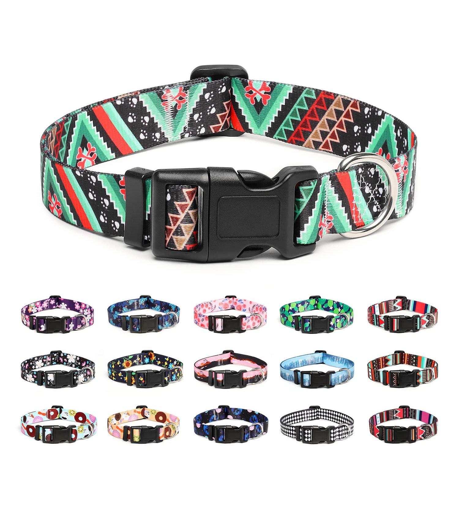 Mercano Adjustable Dog Collar - Soft Nylon Comfortable & Stylish Patterned Collar for Small & Medium Dogs - Ethnic Green (M) - Buy Online on GoSupps.com