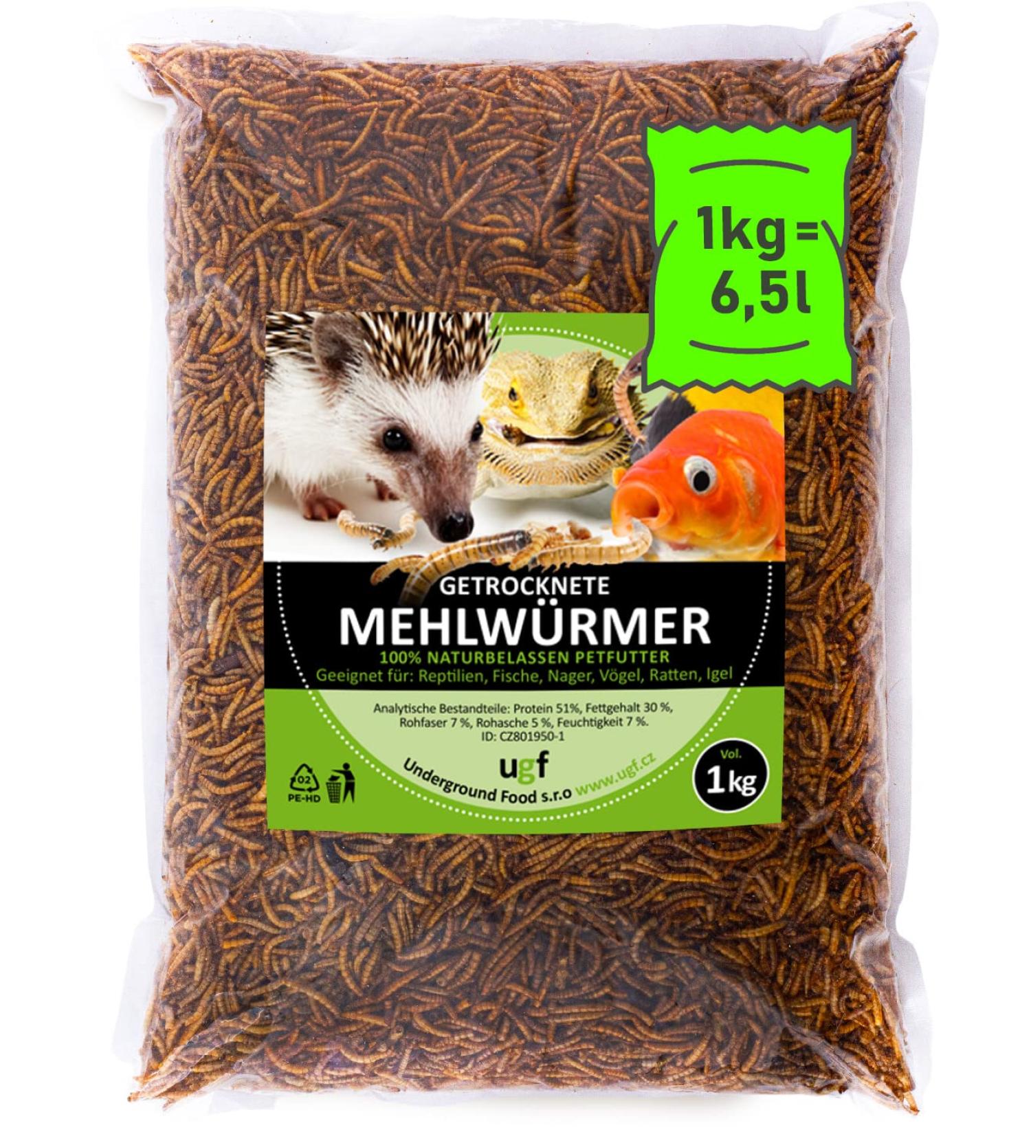 UGF Premium Dried Mealworms 1kg - Healthy Insect Snacks for Birds Reptiles & Small Pets - No Preservatives or Dyes - Buy Online on GoSupps.com