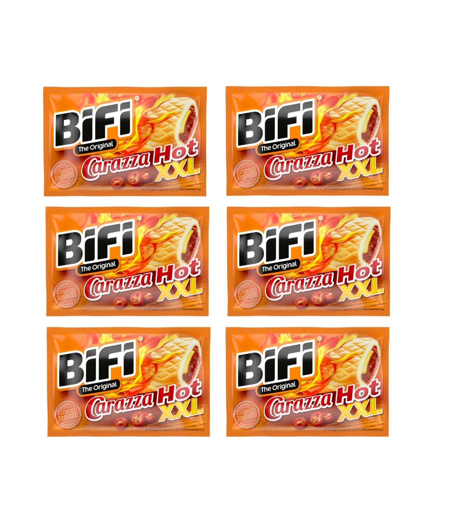 BiFi Carazza Original Hot XXL Pack of 6 (6 x 75 g) Hearty pizza snack to take away