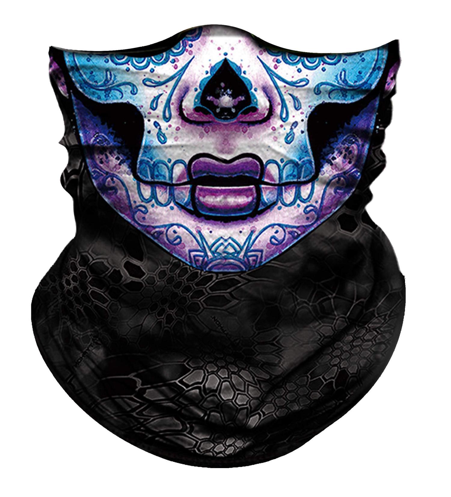 Obacle Skull Face Mask for Women Men - Sun Protection Bandana for Outdoor Activities - Purple Blue Multifunctional Headwear - Buy Online on GoSupps.com