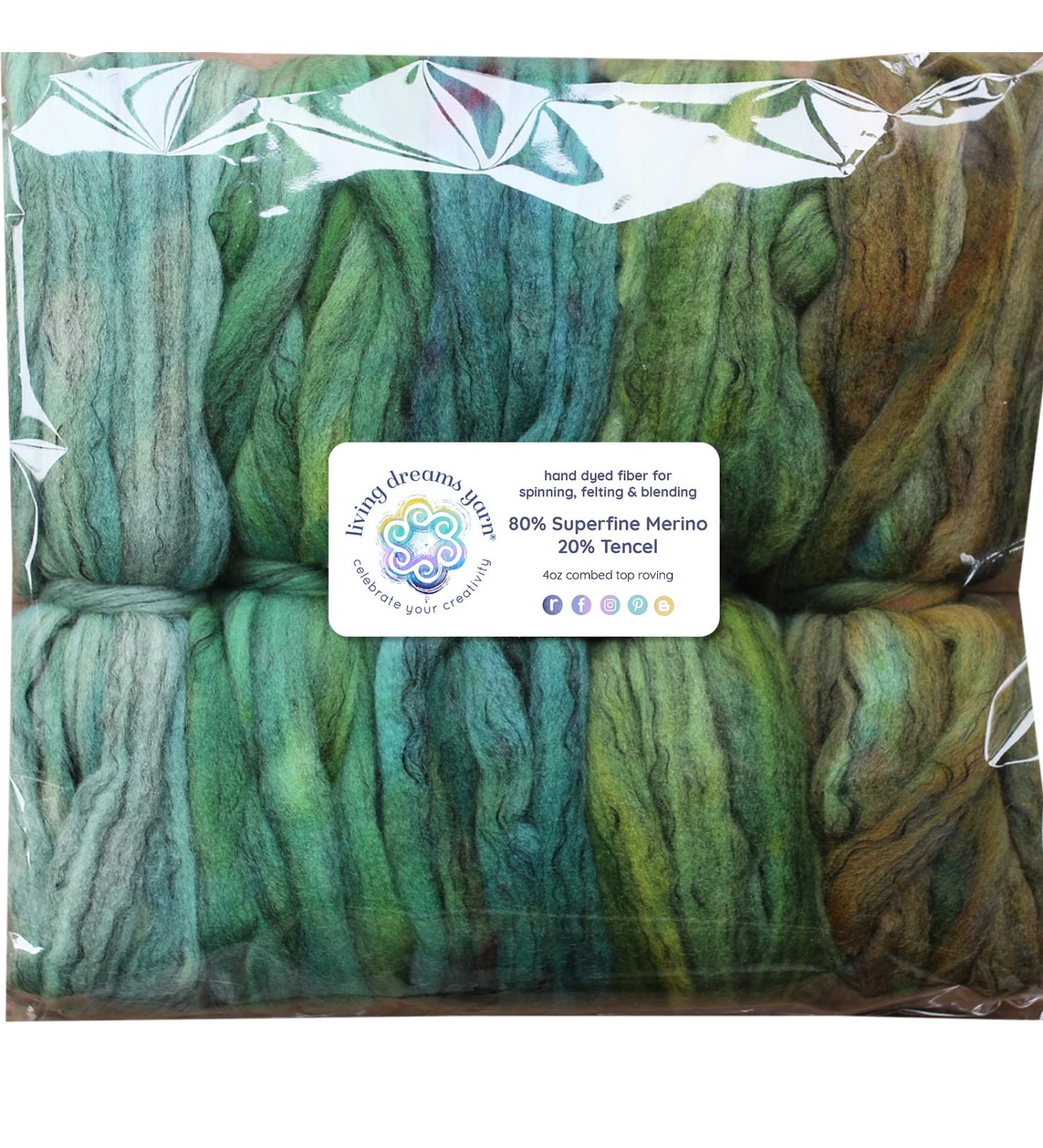 5oz Hand-Dyed Greenery Merino Tencel Roving for Spinning & Felting - Buy Online on GoSupps.com