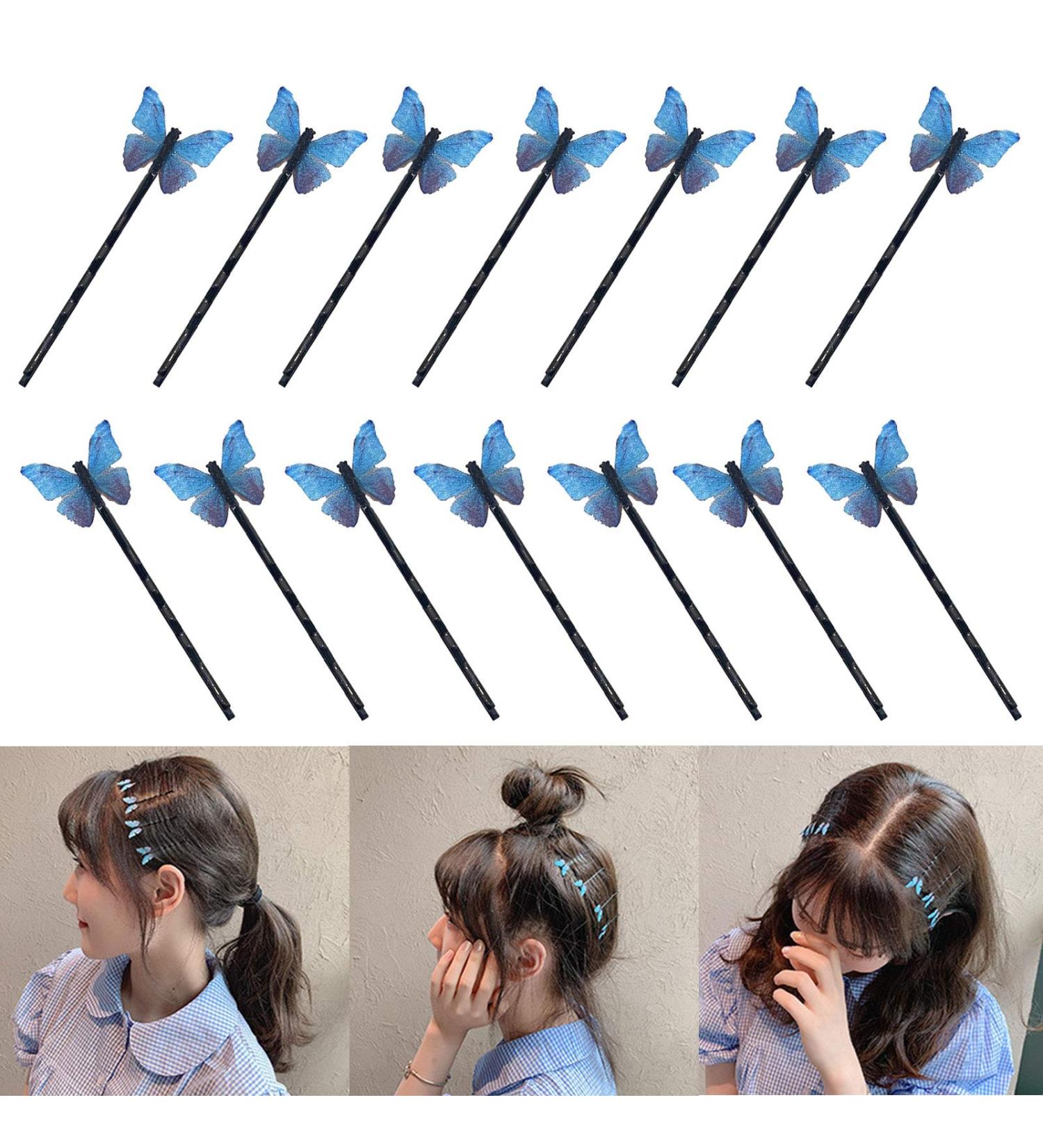 24 Pcs Blue Butterfly Hair Clips for Girls and Women - Non-Slip Barrette Clips, Hair Accessories - DIYstore - Buy Online on GoSupps.com