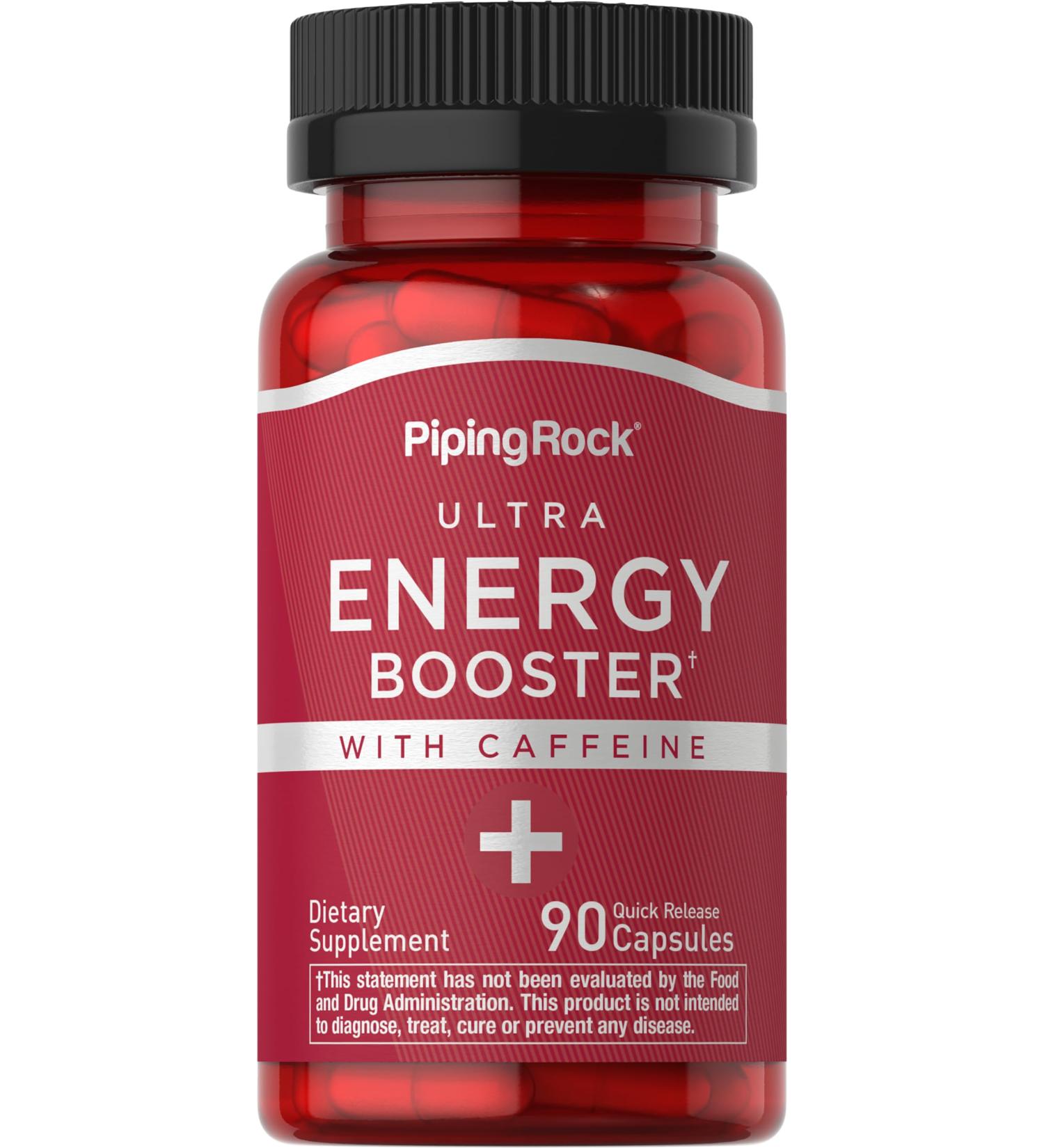 Piping Rock Ultra Energy Booster - 90 Capsules | Caffeine Boost | Non-GMO & Gluten Free Quick Release Supplement - Buy Online on GoSupps.com