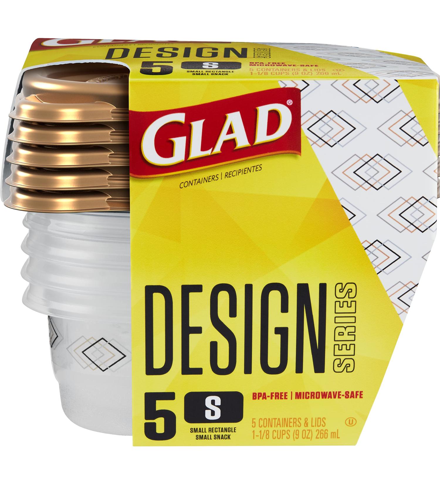 GladWare Design Series Food Storage Containers 9 Oz  5 Ct | Small Snack Containers for Snacks & Small Meals  Food Storage from Glad | Glad Plastic Food Containers with Lids  Plastic Food Storage 9 oz - 5 Count - Buy Online on GoSupps.com