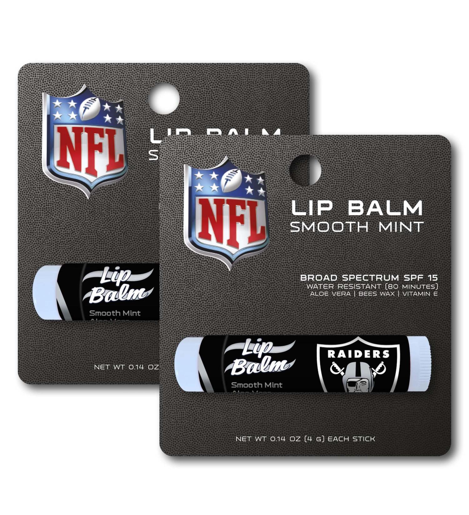 FANMATS 37414 NFL - Las Vegas Raiders SPF 15 Lip Balm 2-pk | Silver | 2.5"x 1" | Raider Shield Primary Logo - Buy Online on GoSupps.com