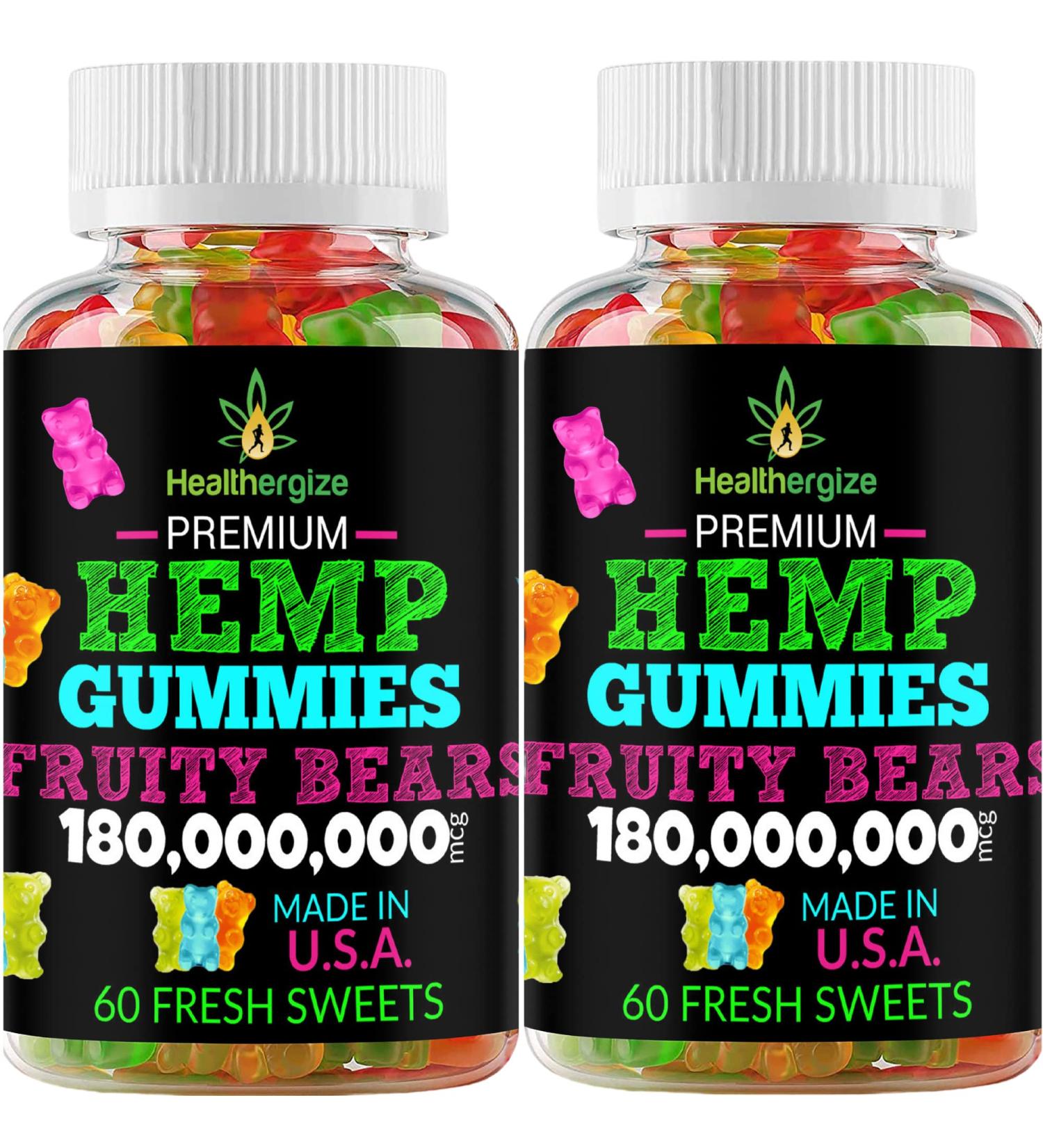 2PACK Hemp Gummies Premium Hemp Gummy Bears-for Sleep, Calm, Relax-Omega Hemp Oil, Natural High Potency Hemp Party Edibles-Made in USA - Buy Online on GoSupps.com