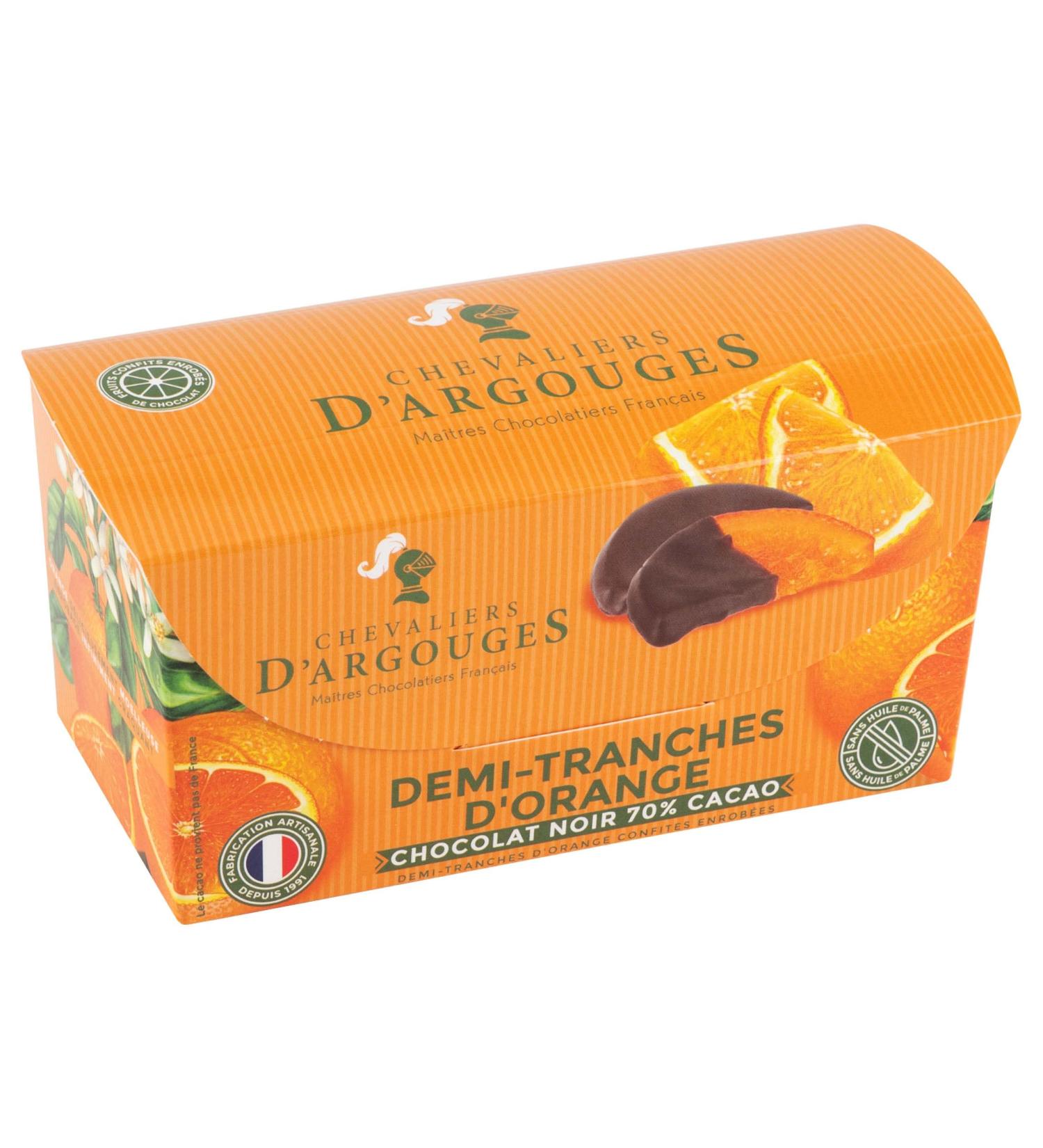 CHEVALIERS D'ARGOUGES French Master Chocolatiers - Slices of candied oranges coated dark chocolate 70% - Tasting Ballotin - Buy Online on GoSupps.com