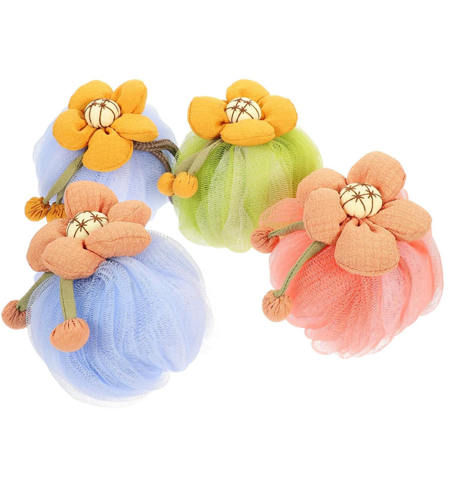 Beaupretty 4pcs Cartoon Foaming Net Loofah - Bath Pouf Sponge for Kids & Adults - Gentle Skin Cleaning Scrubber - Perfect for Showers & Bathing - Buy Online on GoSupps.com