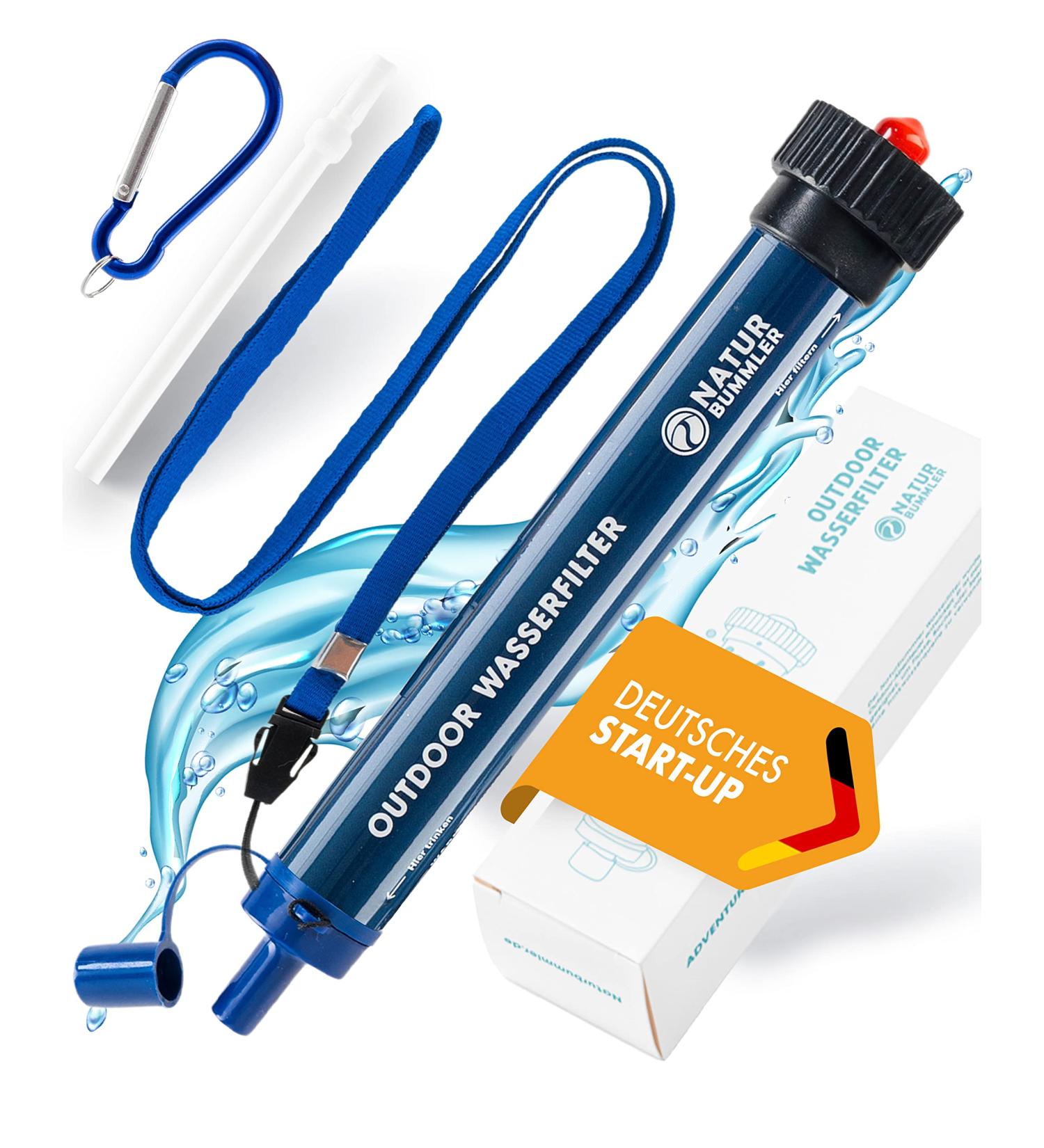 NaturBummler Outdoor Water Filter - CO2-Neutral 2000L Kills 99.999% Bacteria & Germs - Perfect for Camping & Survival - Includes Carabiner & Extension Neck - Buy Online on GoSupps.com