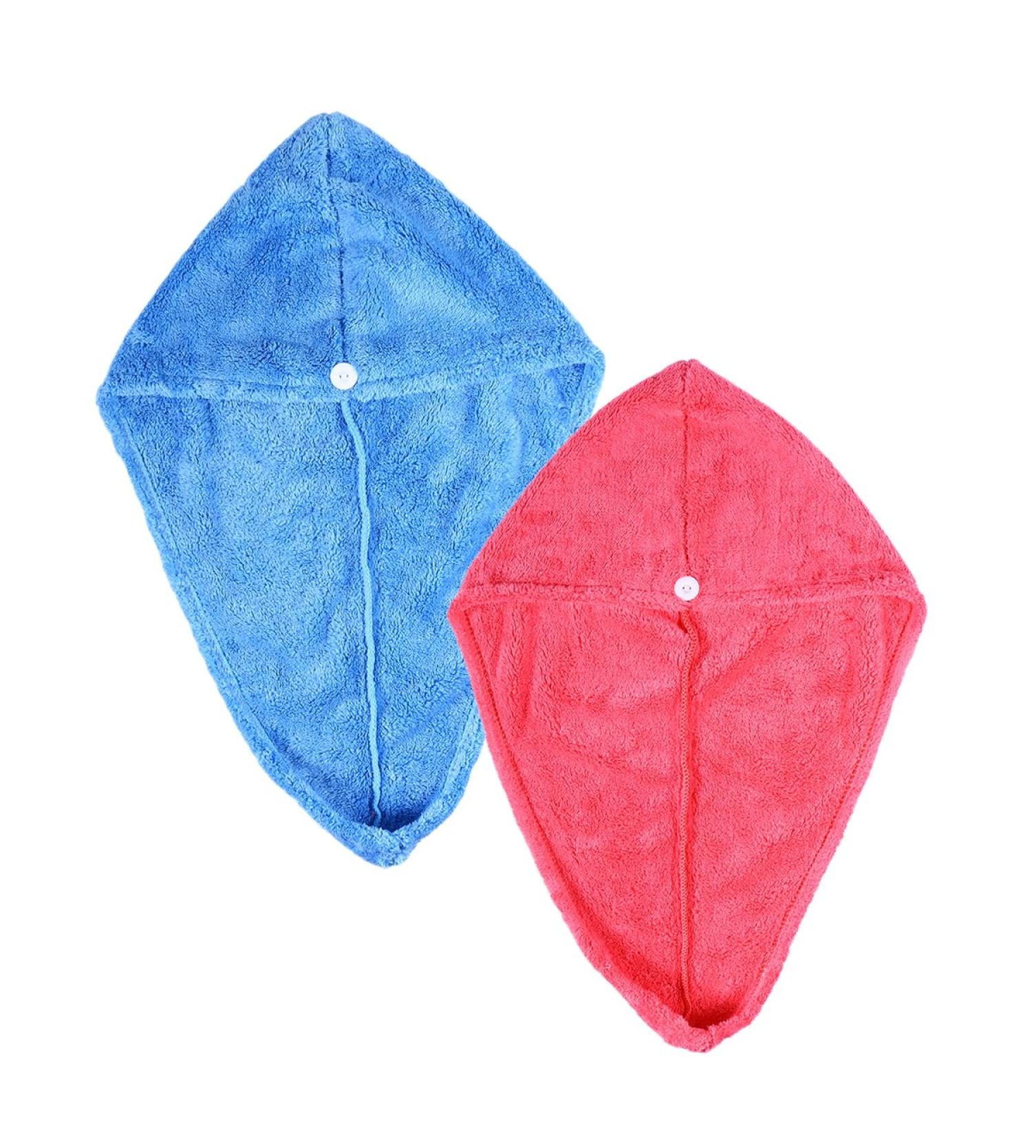Buy 2-Piece Microfiber Hair Turban Towel Set - Soft Rose Red & Blue - Fast International Shipping - Buy Online on GoSupps.com