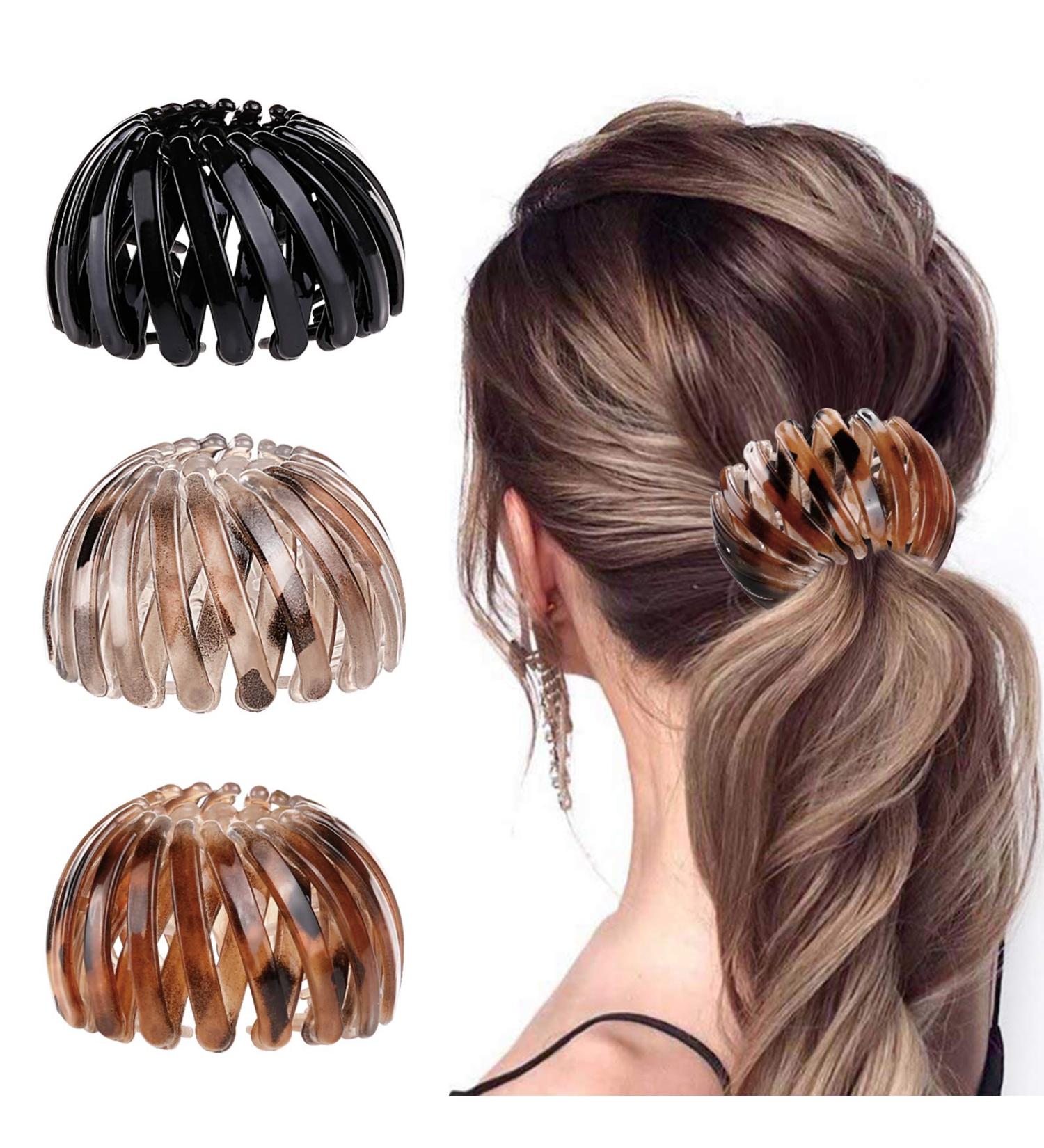 Vintage Bird Nest Hair Clips for Women - Set of 3 Big Hair Grippers & Accessories in Black Light Brown & Dark Brown - Buy Online on GoSupps.com