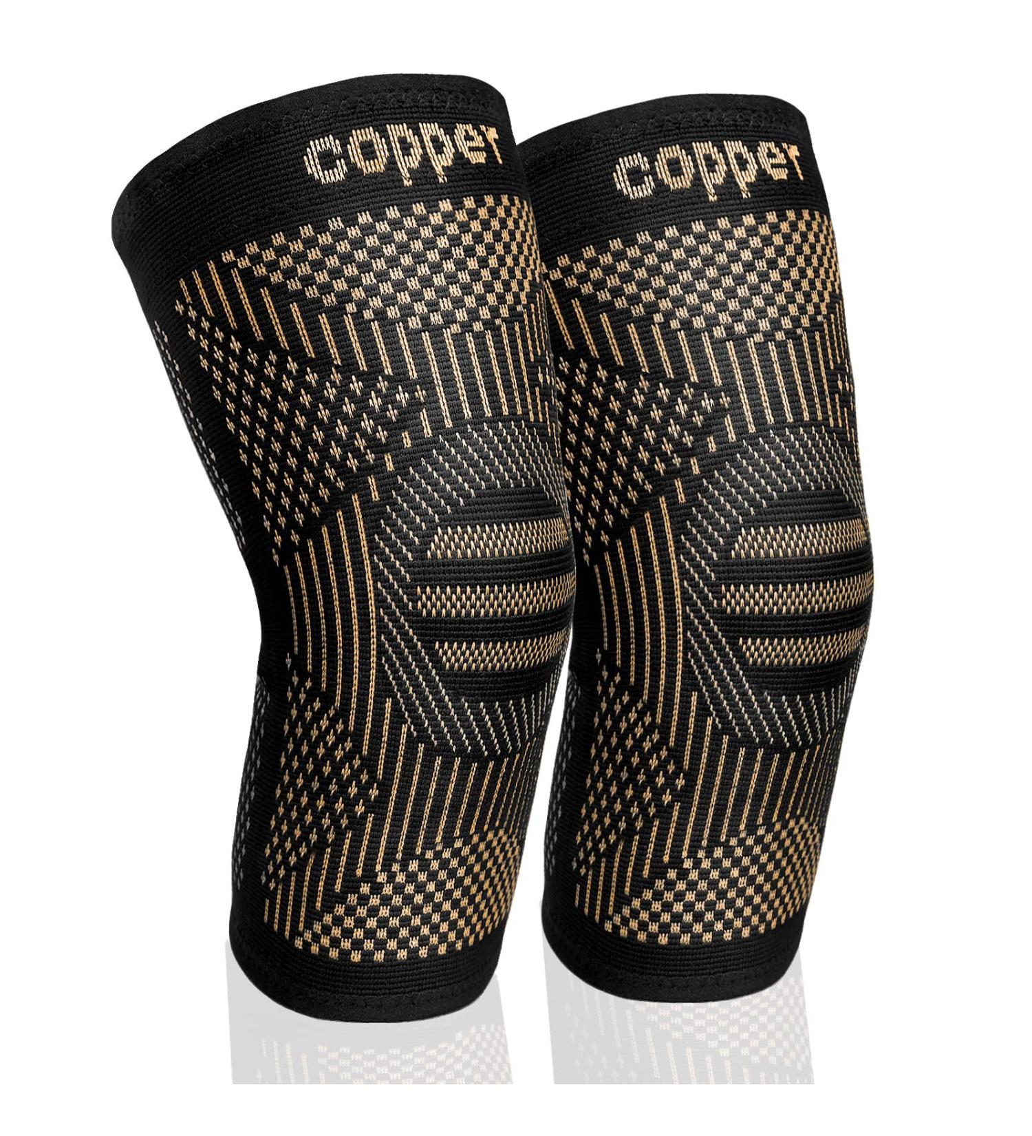 Copper Knee Braces (2 Pack) for Men & Women - Arthritis Support & Pain Relief - Ideal for Running, Workouts, Meniscus Tear - X-Large Black - Buy Online on GoSupps.com