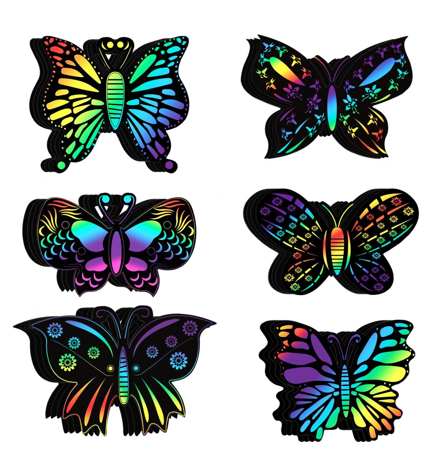 Lusofie 24 Pieces Butterfly Scratch Cards - Rainbow Spring Art Card Party Favors for DIY Crafts & Home Decoration - 6 Styles - Buy Online on GoSupps.com