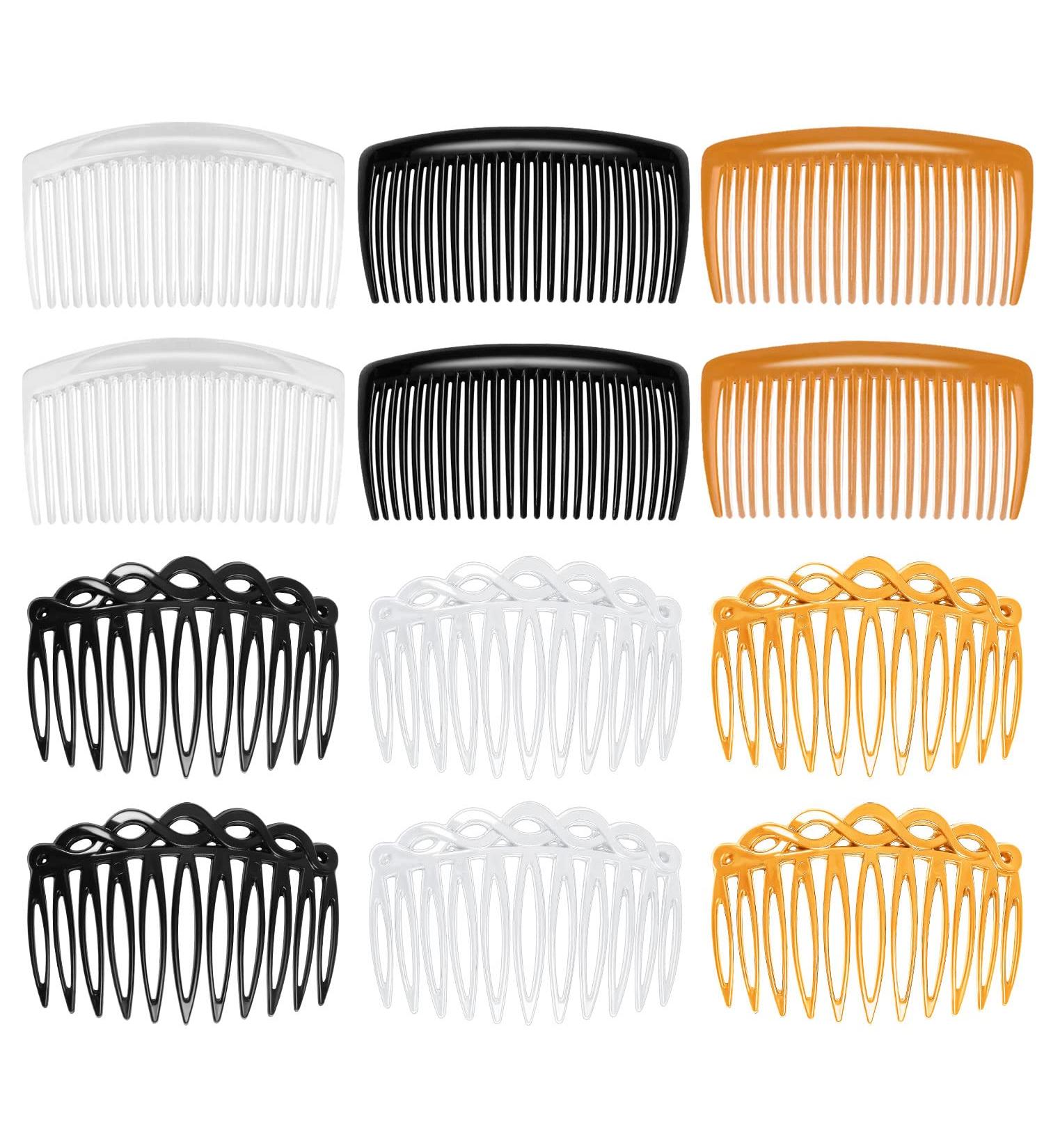12Pcs Plastic French Twist Hair Combs Slides for Women and Girls - Decorative Hair Accessories, 11 and 23 Teeth - Buy Online on GoSupps.com