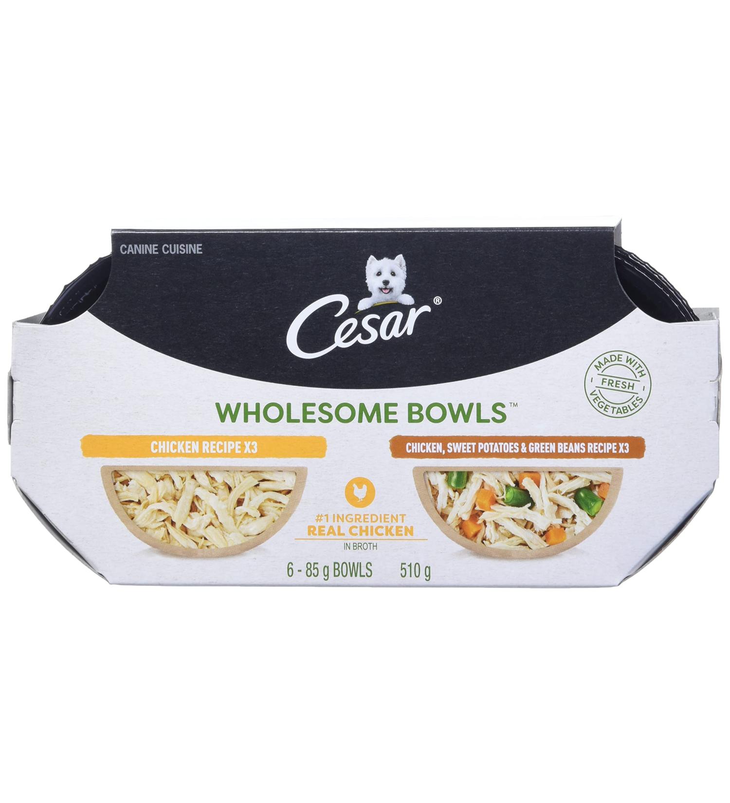 CESAR Wholesome Bowls Wet Dog Food - Chicken - Chicken Sweet Potato & Green Beans 6x85g Variety Pack Chicken - Chicken Sweet Potato & Green Beans 85 g (Pack of 6) - Buy Online on GoSupps.com