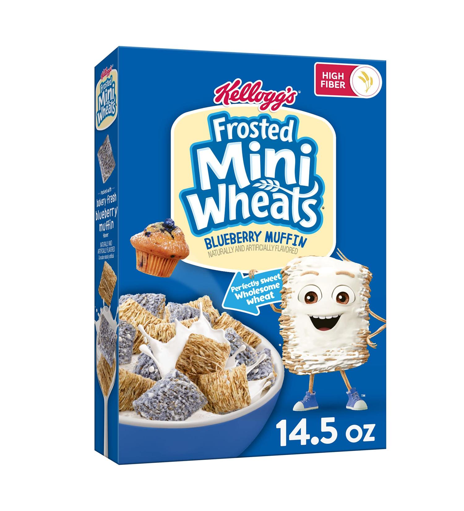 Kellogg's Frosted Mini Wheats Blueberry Muffin Cereal 14.3oz - Kids Snack - Buy Online on GoSupps.com