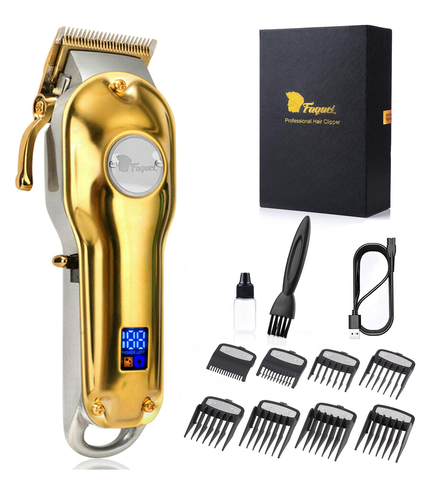 Fagaci Professional Cordless Hair Clippers for Men - Barber Cutting Kit in Gold - Buy Online on GoSupps.com