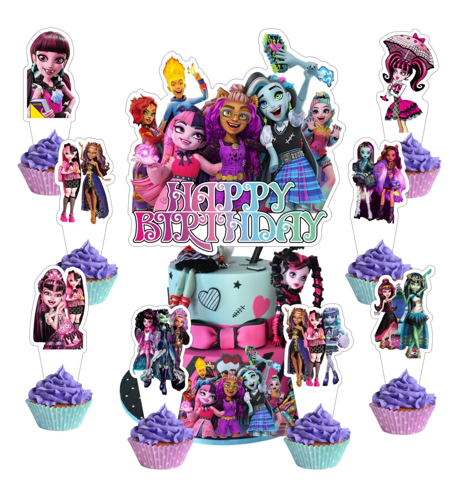 25pcs Monster Cake Decorations with 1pcs Cake Topper 24pcs Cupcake Toppers for High Birthday Party Supplies - Buy Online on GoSupps.com