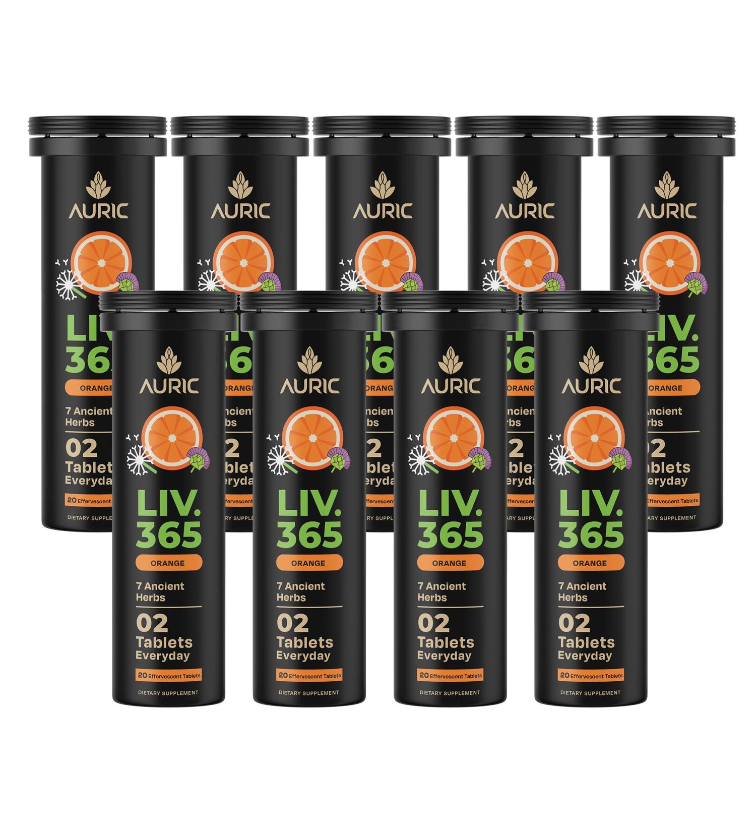 Auric Herbal Liver Support Supplement | Milk Thistle (Silymarin) Turmeric Garlic Ginger for Liver Health | Advanced Detox & Cleansing Formula for Active Liver|180 Tablets | Plant Based Gluten-Free Orange 20 Count (Pack o  - Buy Online on GoSupps.com