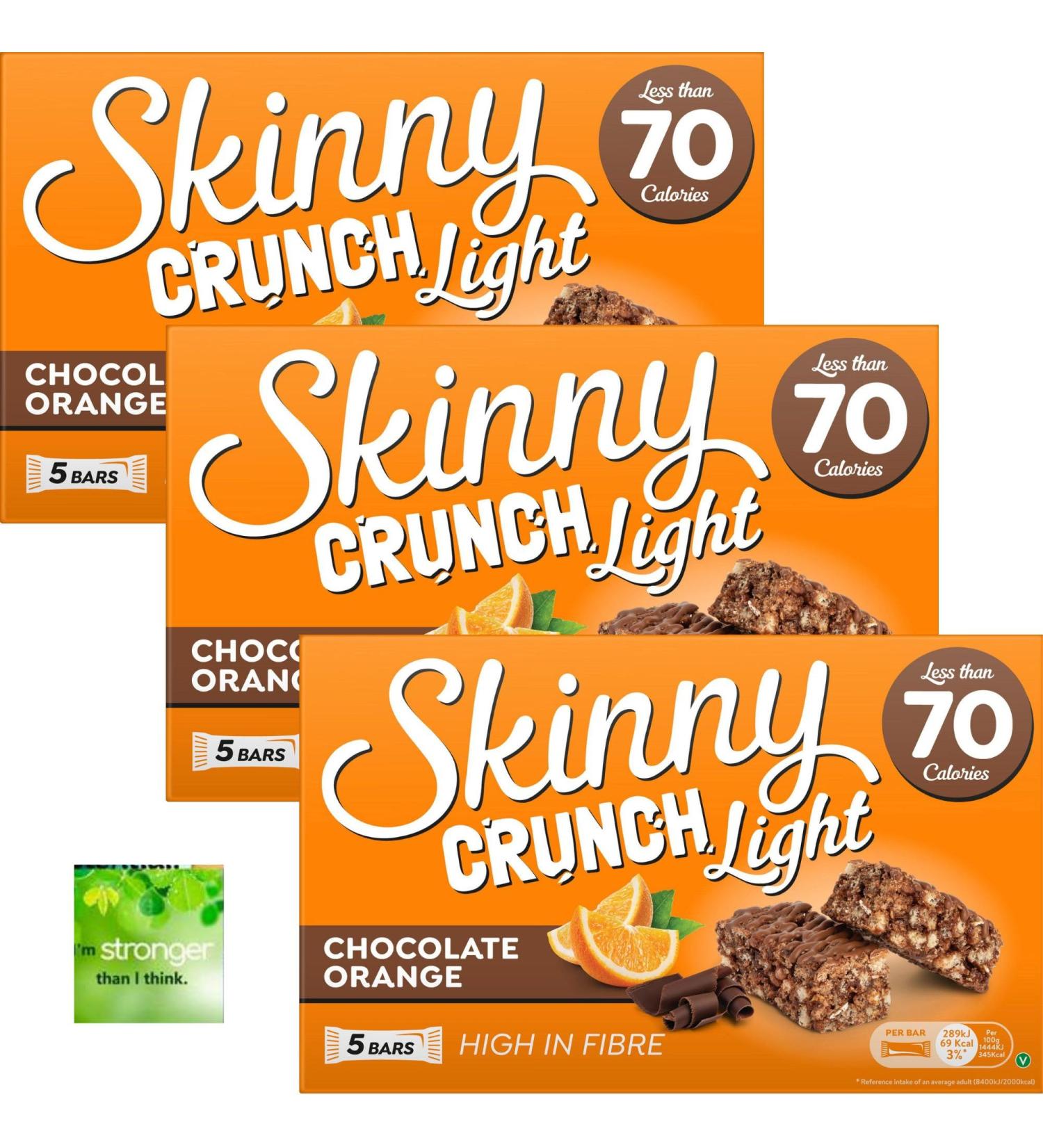 3x Bundle Containing Orange Skinny Crunch Snack Bars With Oerich Inspirational Card - Buy Online on GoSupps.com