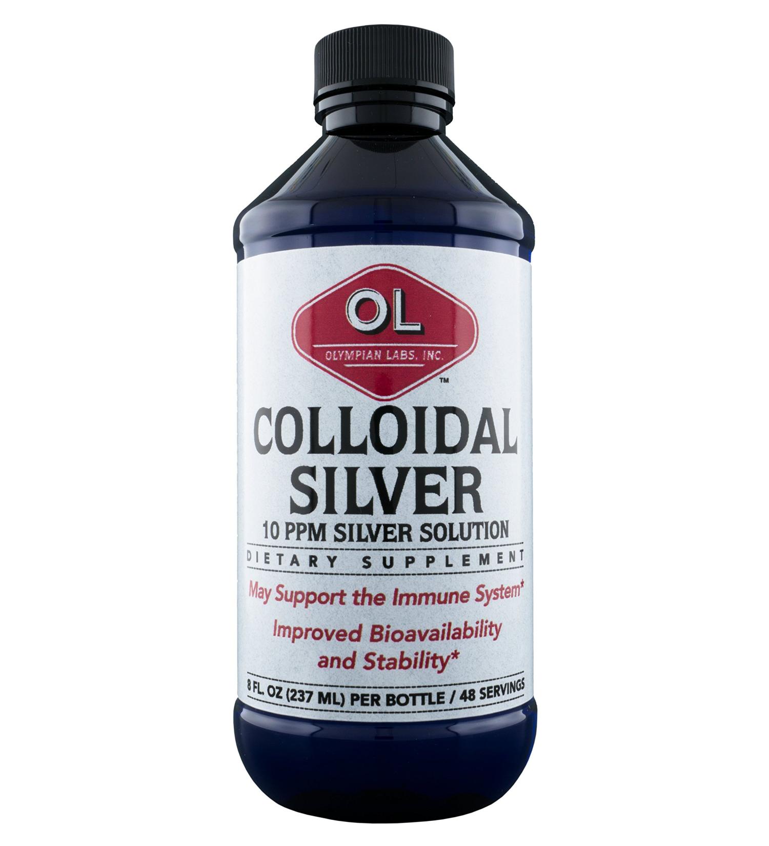 Olympian Labs Colloidal Silver 8oz - 10ppm Purified Bioavailable Silver for Immune Support - 45 Servings - International Shipping Available - Buy Online on GoSupps.com