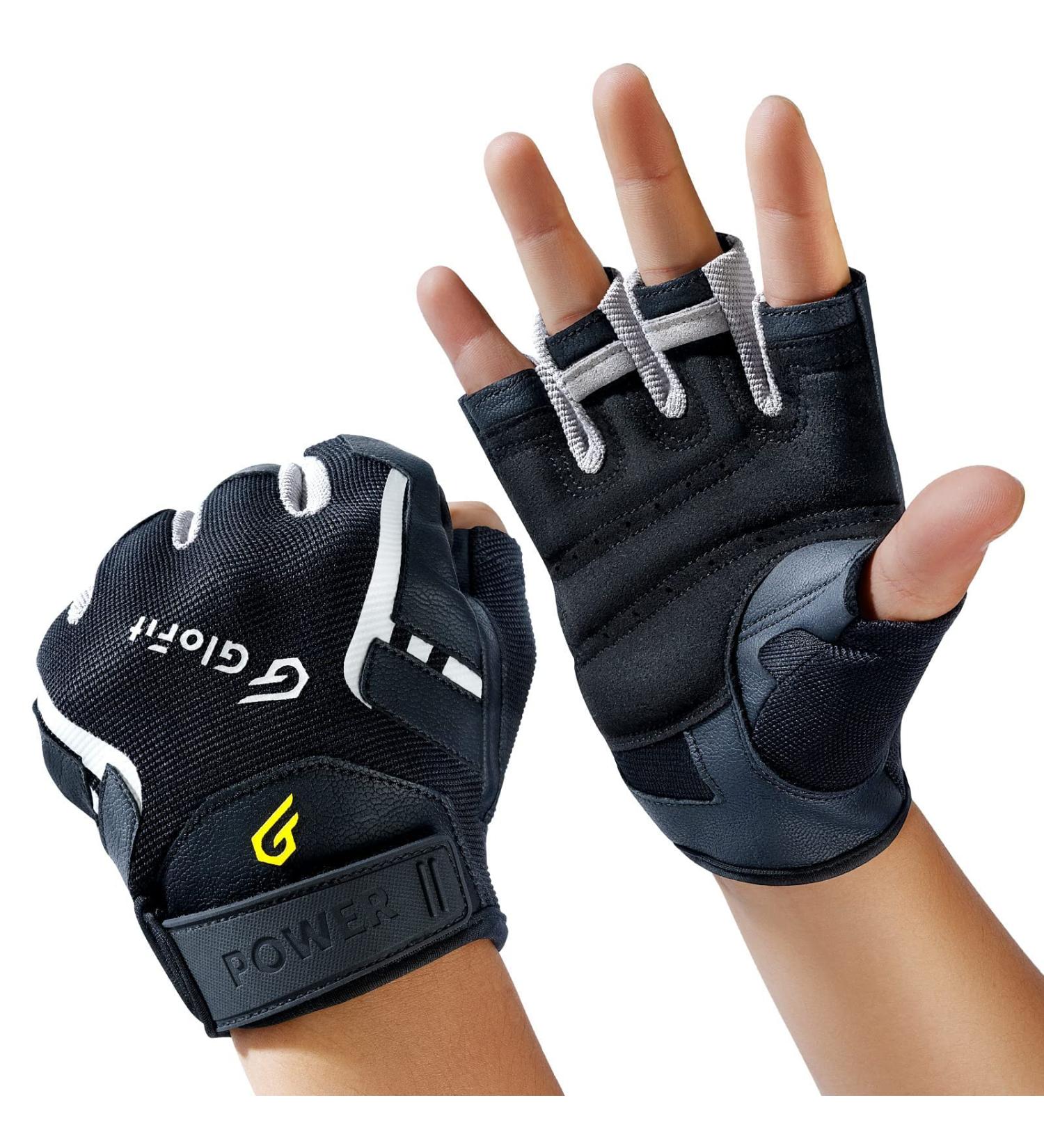 Glofit Workout Gloves - Full Palm Protection, Extra Durability - Men & Women - Suede Cushion Pads - Fingerless Gym Gloves - Black Large - Buy Online on GoSupps.com
