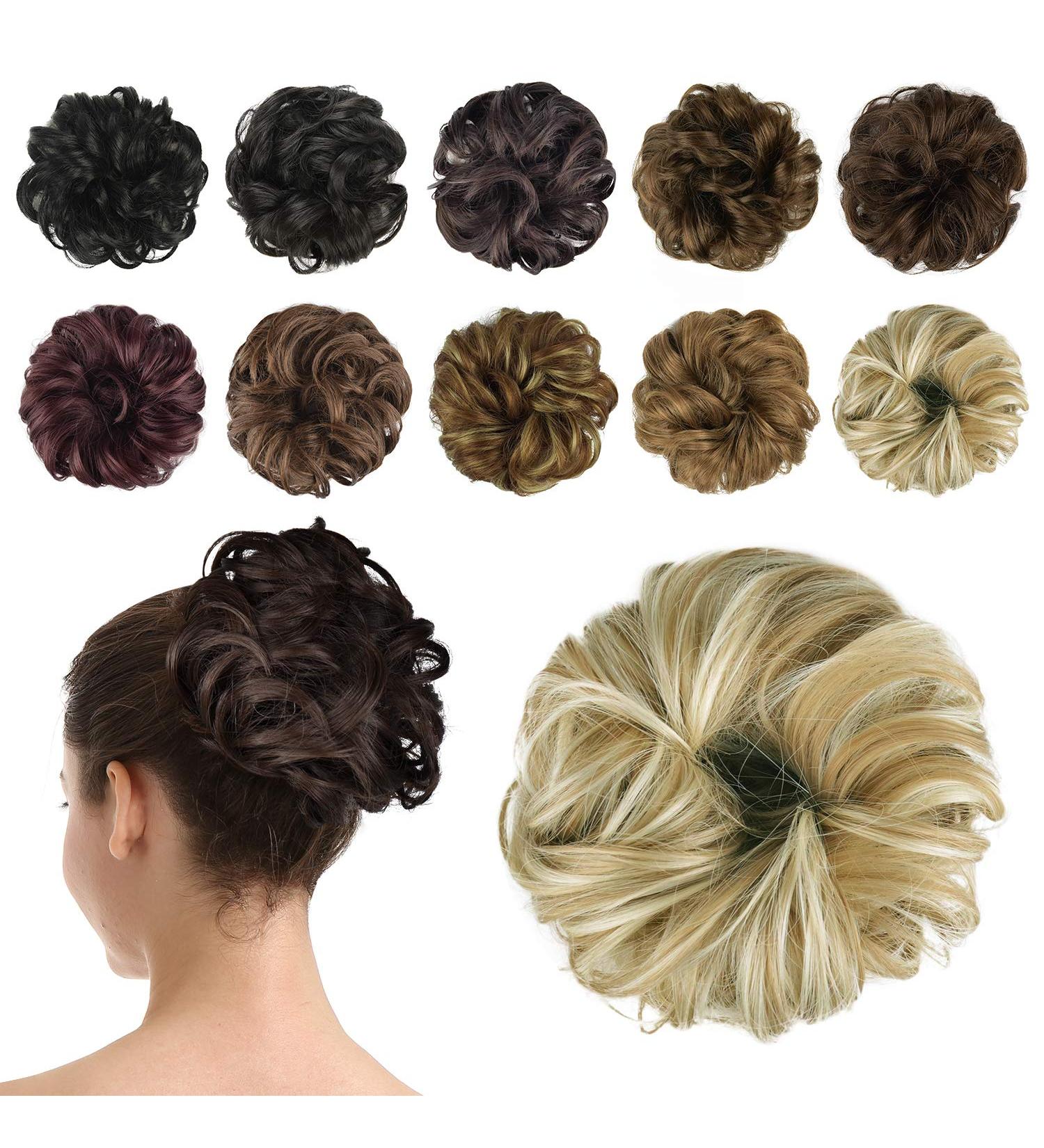 BARSDAR Messy Hair Bun Extension Updo Scrunchie - Light Ash Brown & Bleach Blonde - Buy Online on GoSupps.com