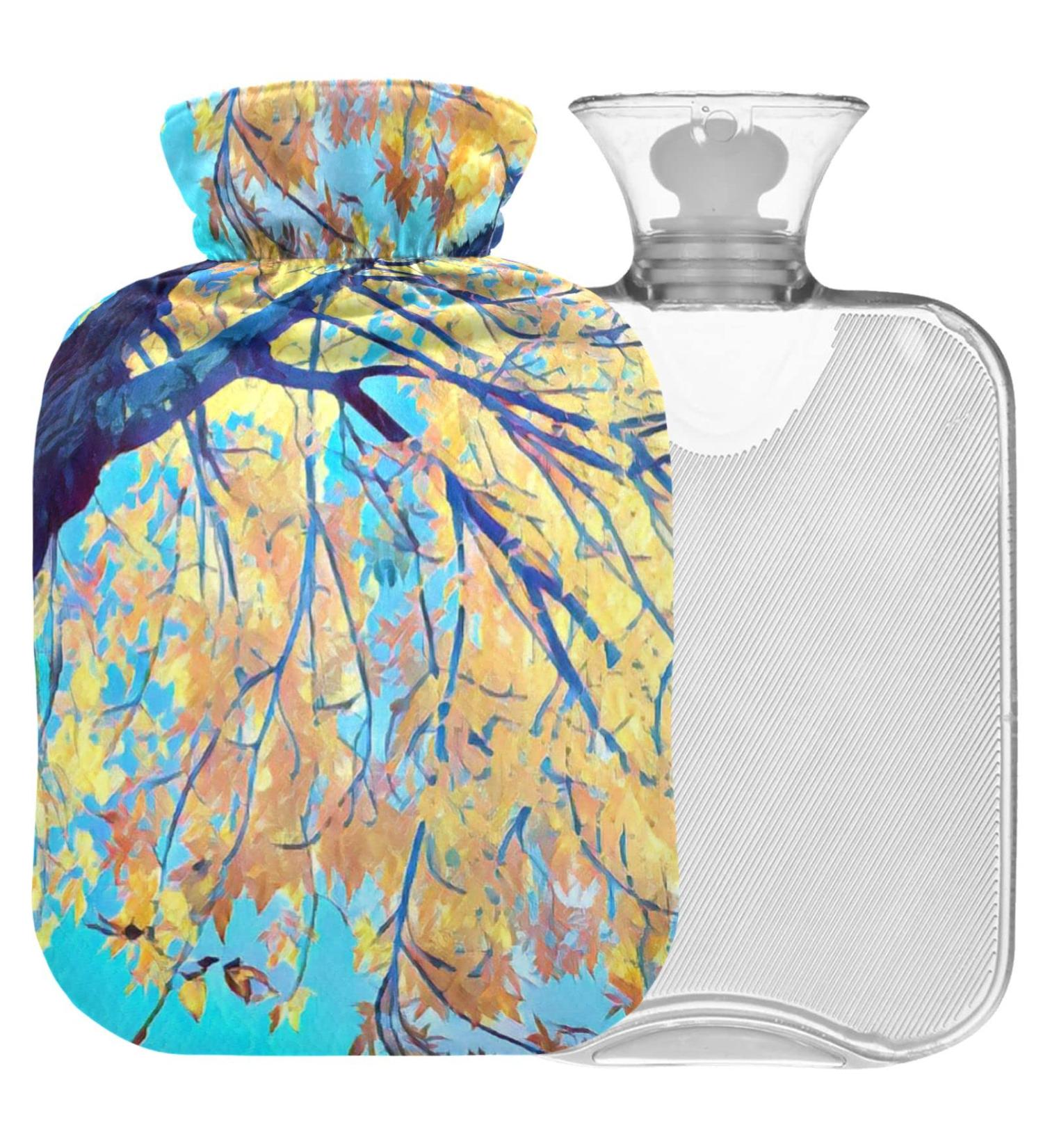 NAANLE 2L Hot Water Bottle with Autumn Ahorn Tree Cover - Back Pain Relief & Cold Therapy - Hand & Foot Warmer - Buy Online on GoSupps.com