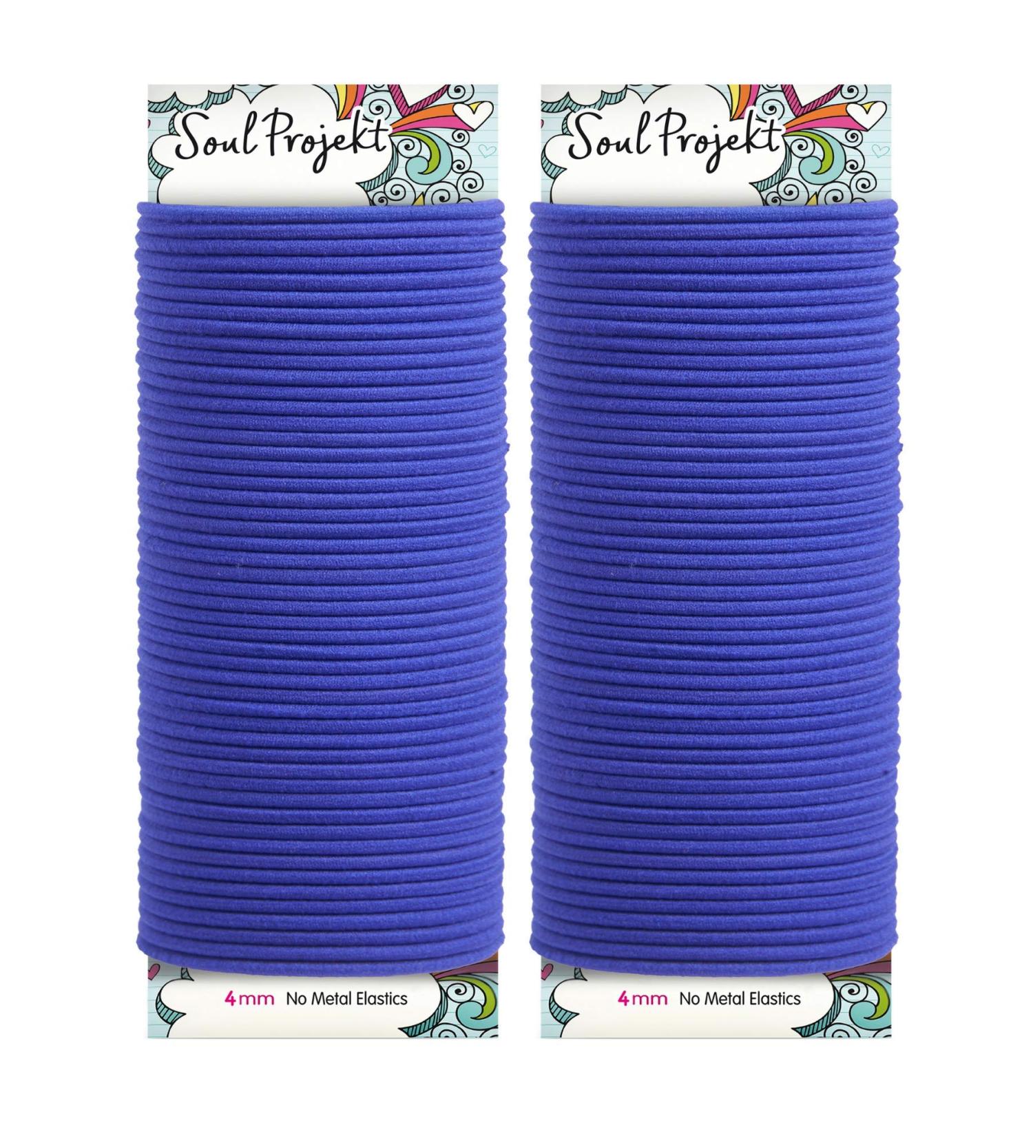 Soul Project Hair Ties - 100 Pack Blue Elastic No Metal 4mm Ideal for All Hair Types Perfect for Ponytails & Buns - Durable Hair Bands for Women & Girls - Buy Online on GoSupps.com