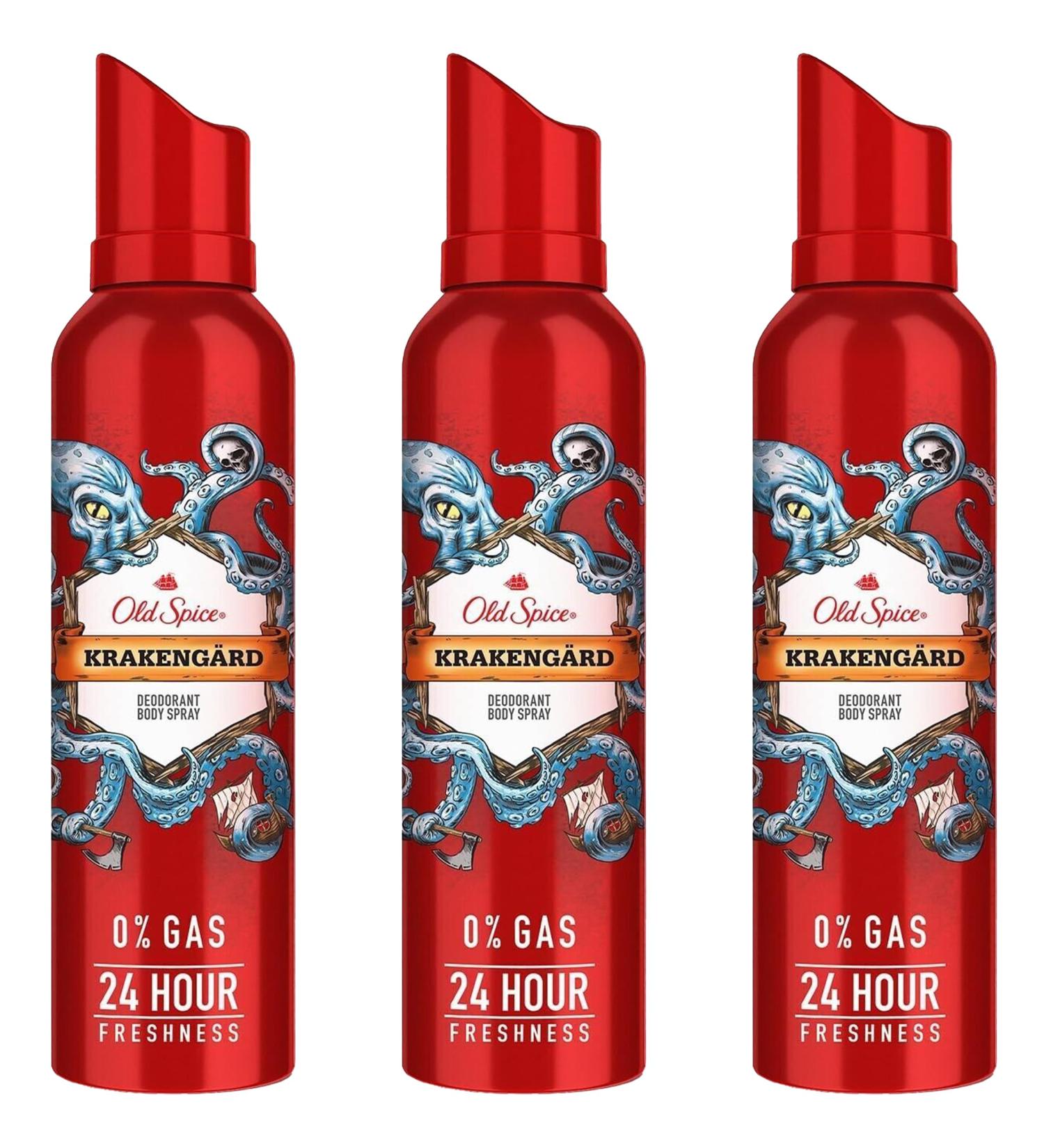Old Spice Krakengard Deodorant Body Spray for Men - 24-Hour Odor Eliminator & Freshness - Gas-Free Antiperspirant Mist (Pack of 3) - 4.73 Oz - Buy Online on GoSupps.com