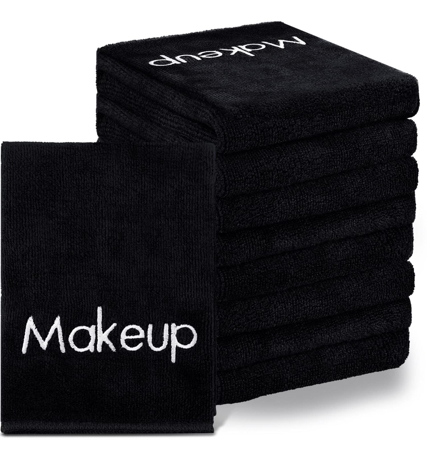 30 Pcs Black Microfiber Makeup Remover Towels 13 x 13 Inch - Soft & Absorbent Reusable Cloths with Embroidery for Women - Buy Online on GoSupps.com