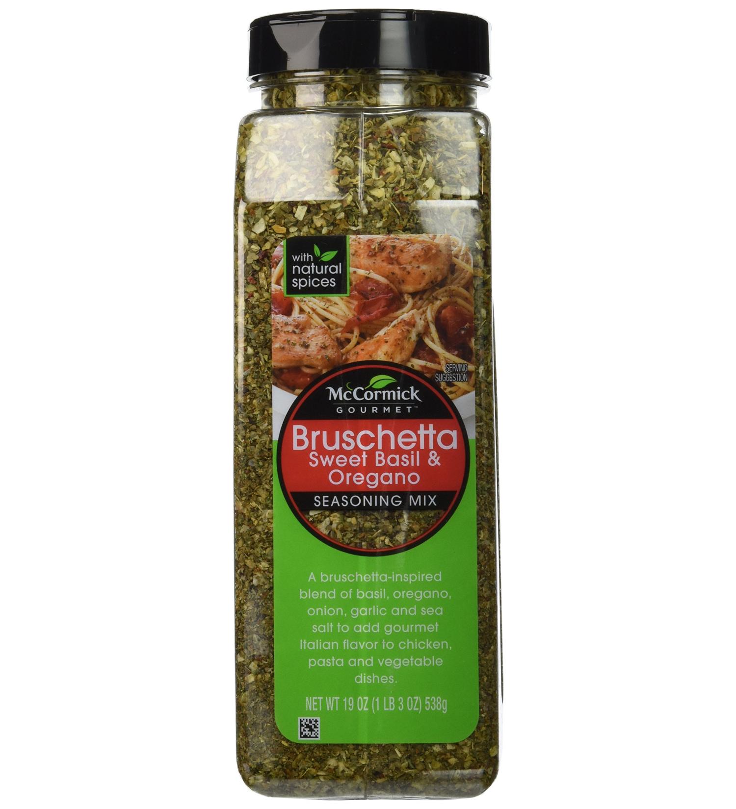 McCormick Gourmet Bruschetta seasoning mix, sweet basil & oregano, 19-oz., plastic shaker