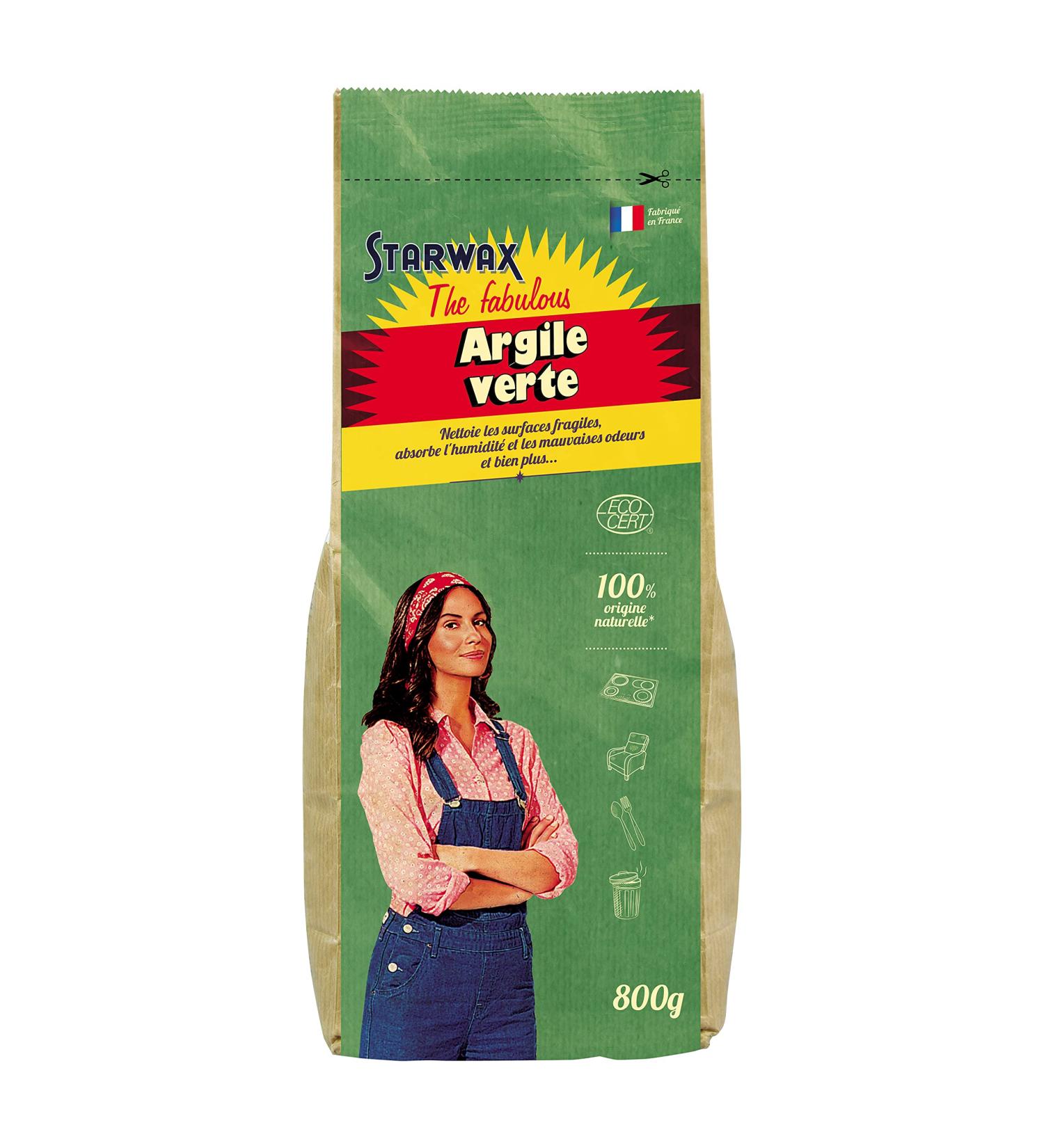 STARWAX The Fabulus - Green Clay - Deodorises Cleans Degreases Fragile Surfaces - Absorbs Moisture - 100% Natural Origin - Ecocert Certified - Made in France - 800 g - Buy Online on GoSupps.com