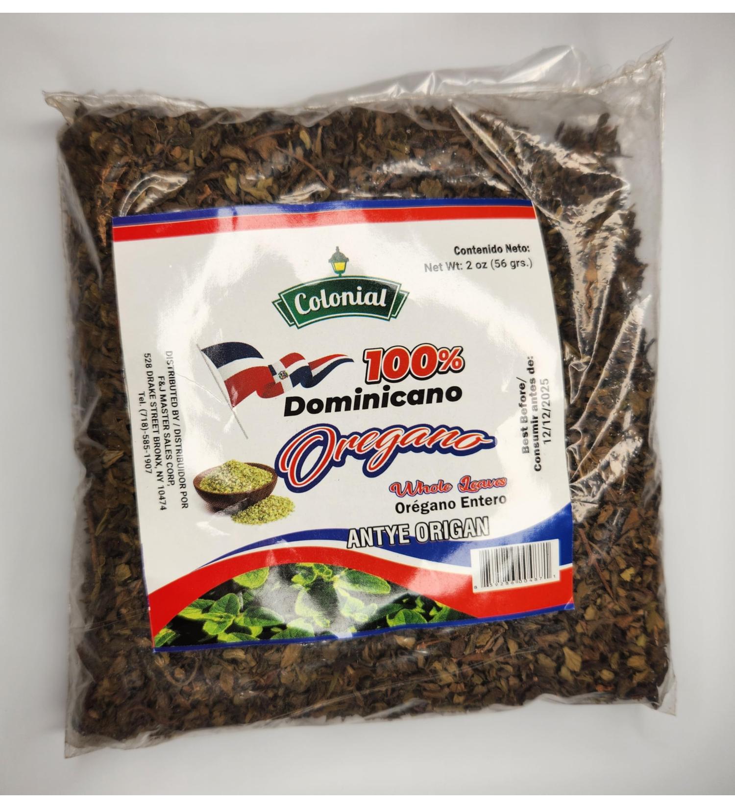 Dominican Oregano Colonial Whole Leaves 2oz per bag - Pack of 6 Bags