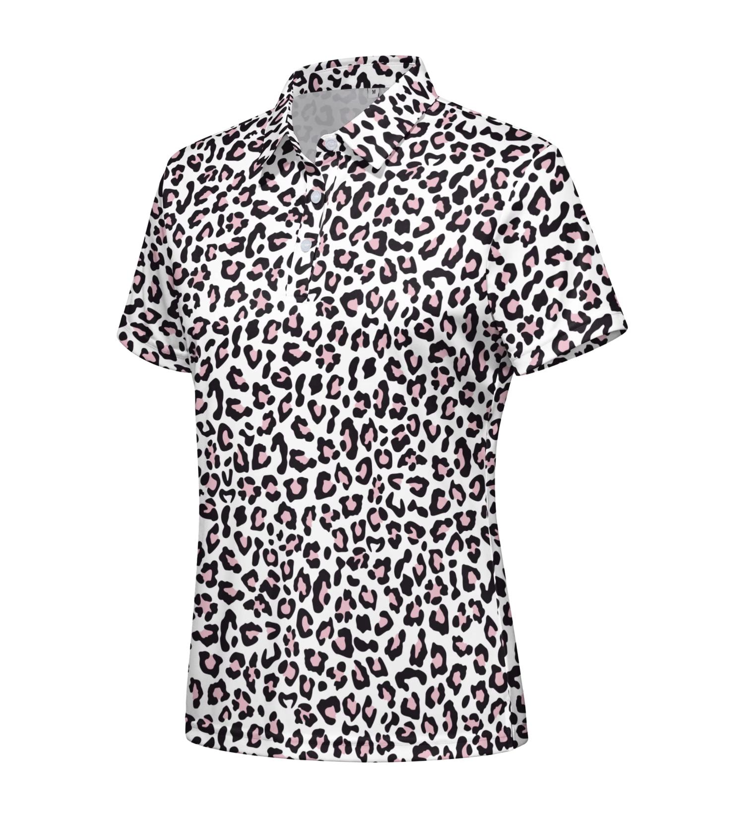 Hispotim Women's Short Sleeve Leopard Print Golf Polo Shirt - Quick Dry Lightweight Workout Top - Buy Online on GoSupps.com