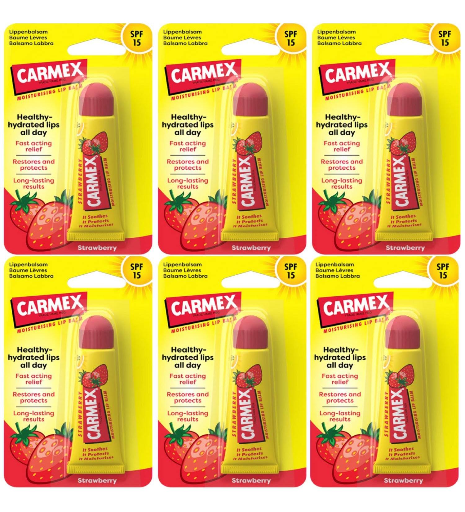  Carmex Carmex Strawberry Lip Balm Moisturizing Spf 15 6 Units - Buy Online on GoSupps.com