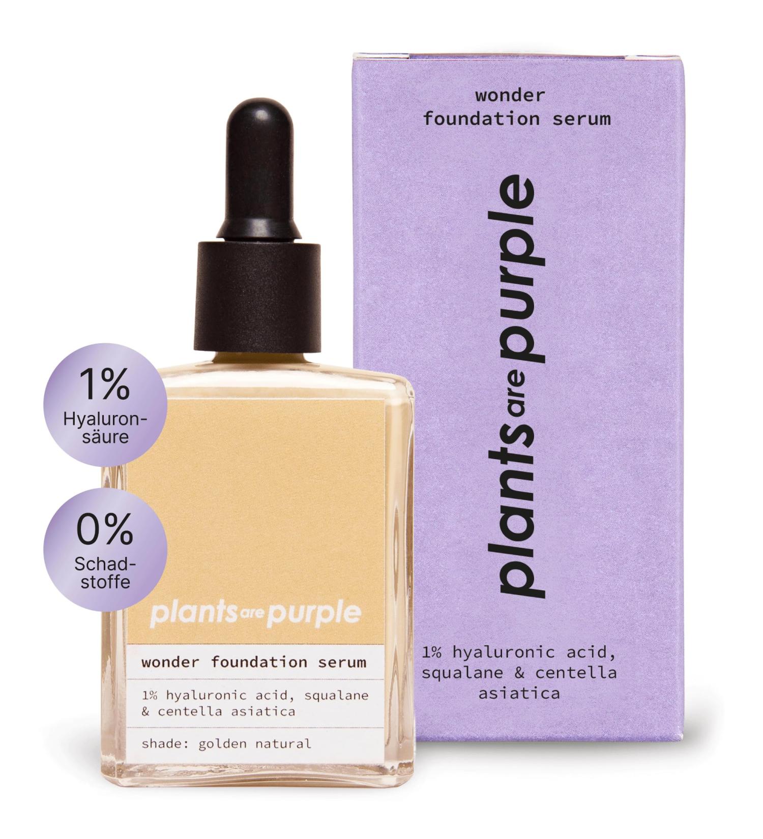 Wonder Foundation Serum - Gentle Coverage Tinted Face Serum with Hyaluronic Acid & Squalane | Long-Lasting Glow for All Skin Types | Plants are Purple (30ml) - Golden Natural - Buy Online on GoSupps.com