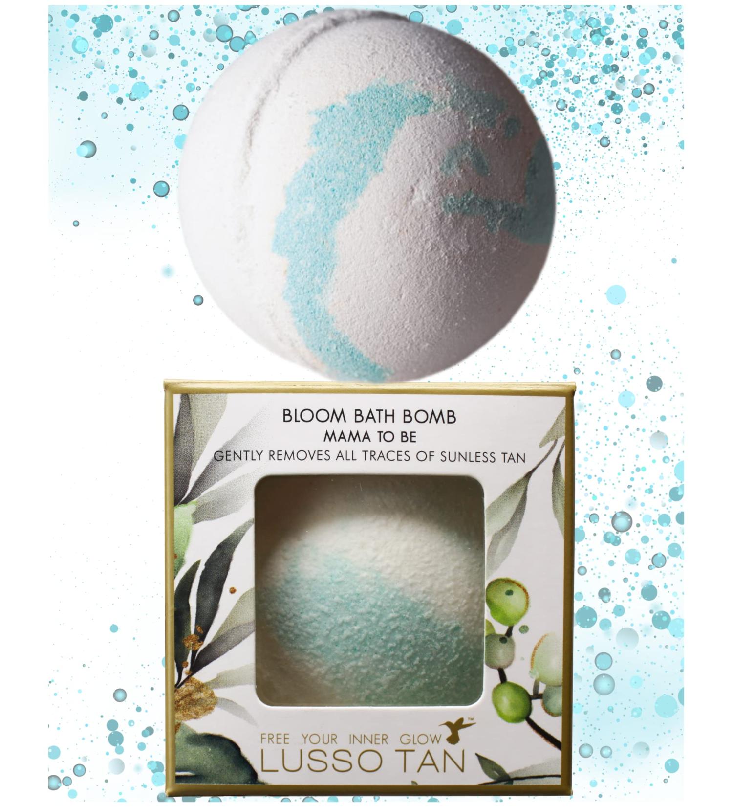 Tan Removing Bath Bomb for Pregnancy - Nourishes and softens tightly stretched skin. Natural Organic Vegan and Cruelty-Free Pregnancy-Safe Tan Eraser from Lusso Tan Maternity Range Pregnancy Bath Bomb - Buy Online on GoSupps.com