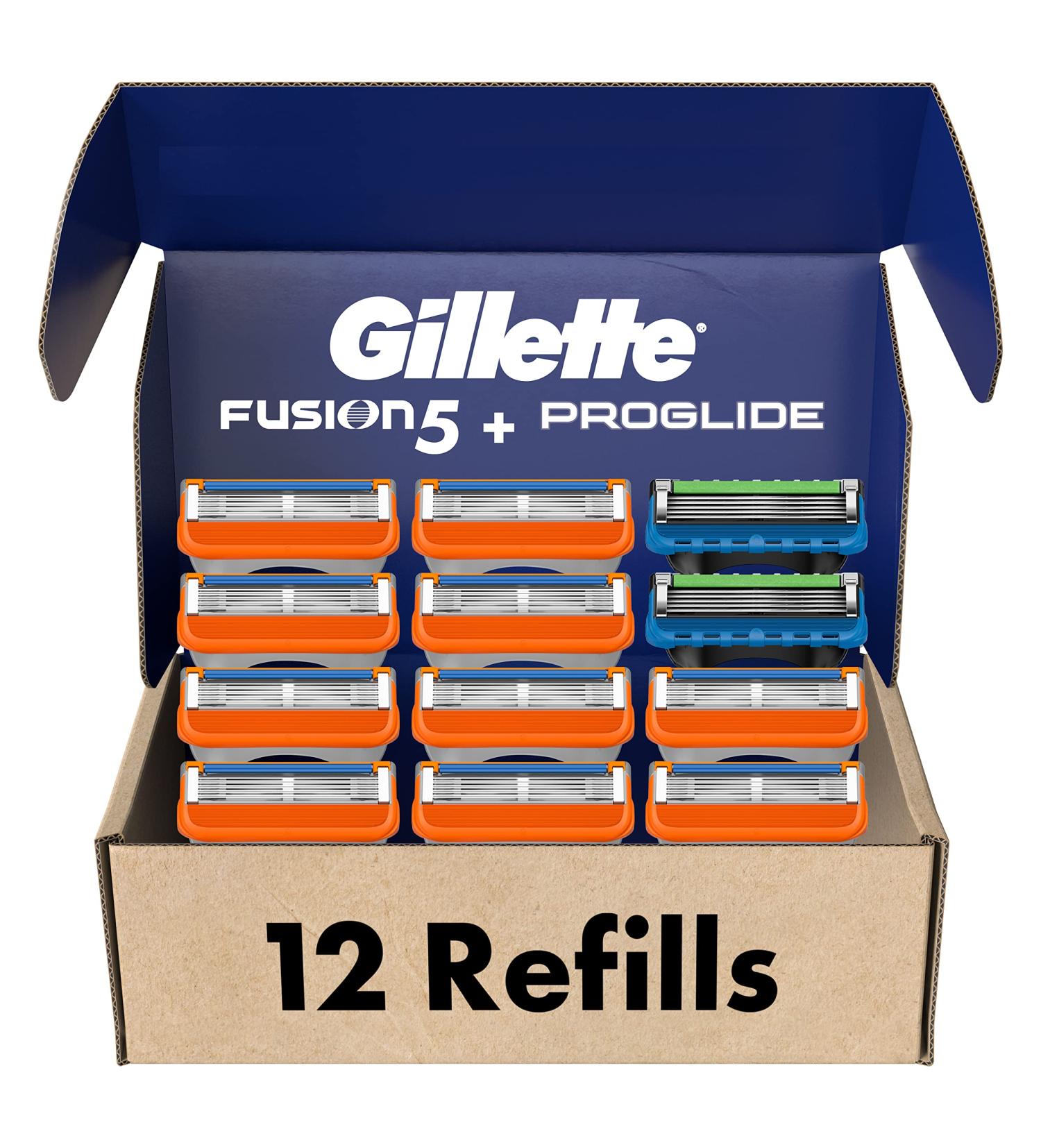 Gillette Men's Razor Blade Refills 10 Fusion Cartridges + 2 ProGlide Cartridges Total Pack of 12 - Buy Online on GoSupps.com