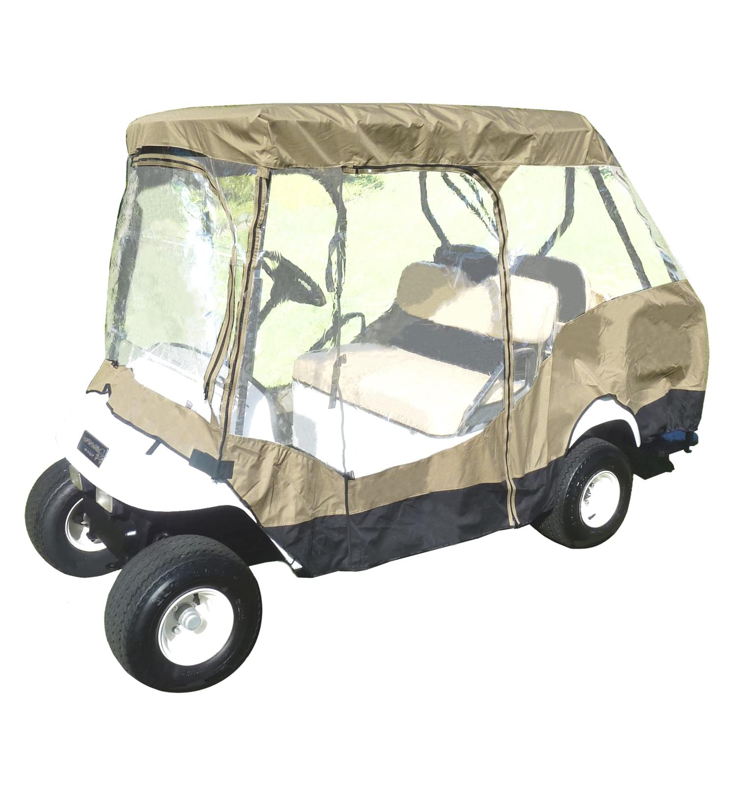 4 Person Golf Cart Driving Enclosure Cover with 4-Sided Transparent Windows - Grey or Taupe - Buy Online on GoSupps.com