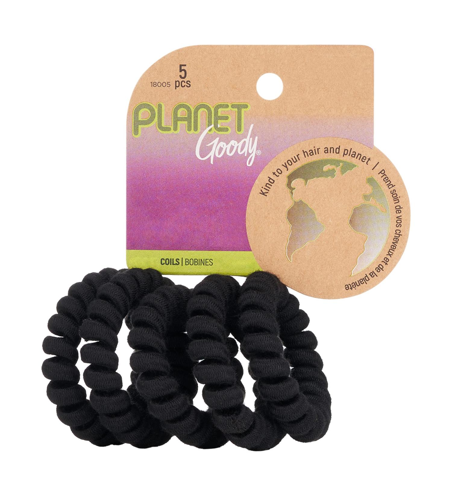 Goody Planet Goody Elastic Thick Hair Coils - 5 Count Solid Pack - Medium Hair to Thick Hair - Hair Accessories for Women and Girls