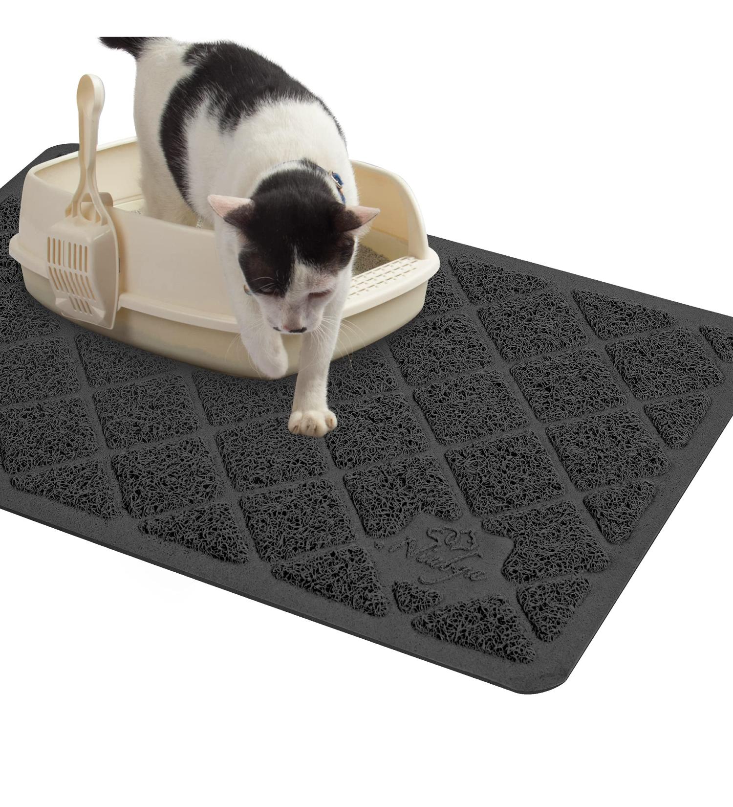 Niubya Premium Cat Litter Mat - Non-slip Waterproof Backing, Soft on Paws, Easy to Clean - Small 23x14 Black - Buy Online on GoSupps.com