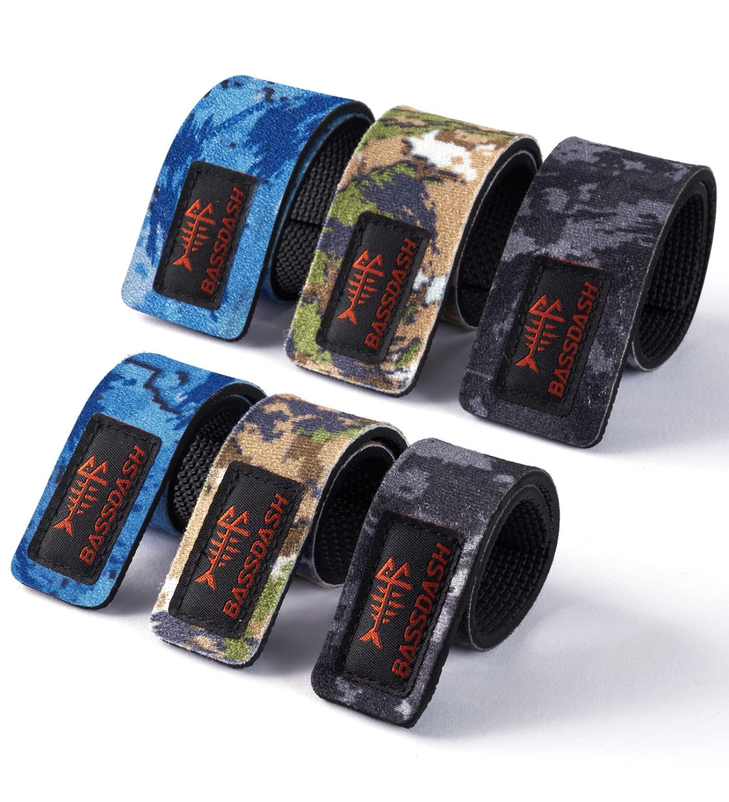Fishing Rod Straps 6-Pack: Stretchy Waterproof Wrap Ties for Spinning, Fly, Casting Rods - Three Camo Colors - Buy Online on GoSupps.com