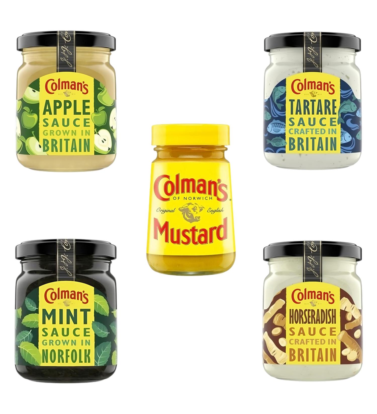 Colmans Sauce Jar Pick N Mix - Choose From 5 Flavours |English Mustard Mint Horseradish Relish Tartare Bramley Apple -Sauce - Pack of 2 - Buy Online on GoSupps.com