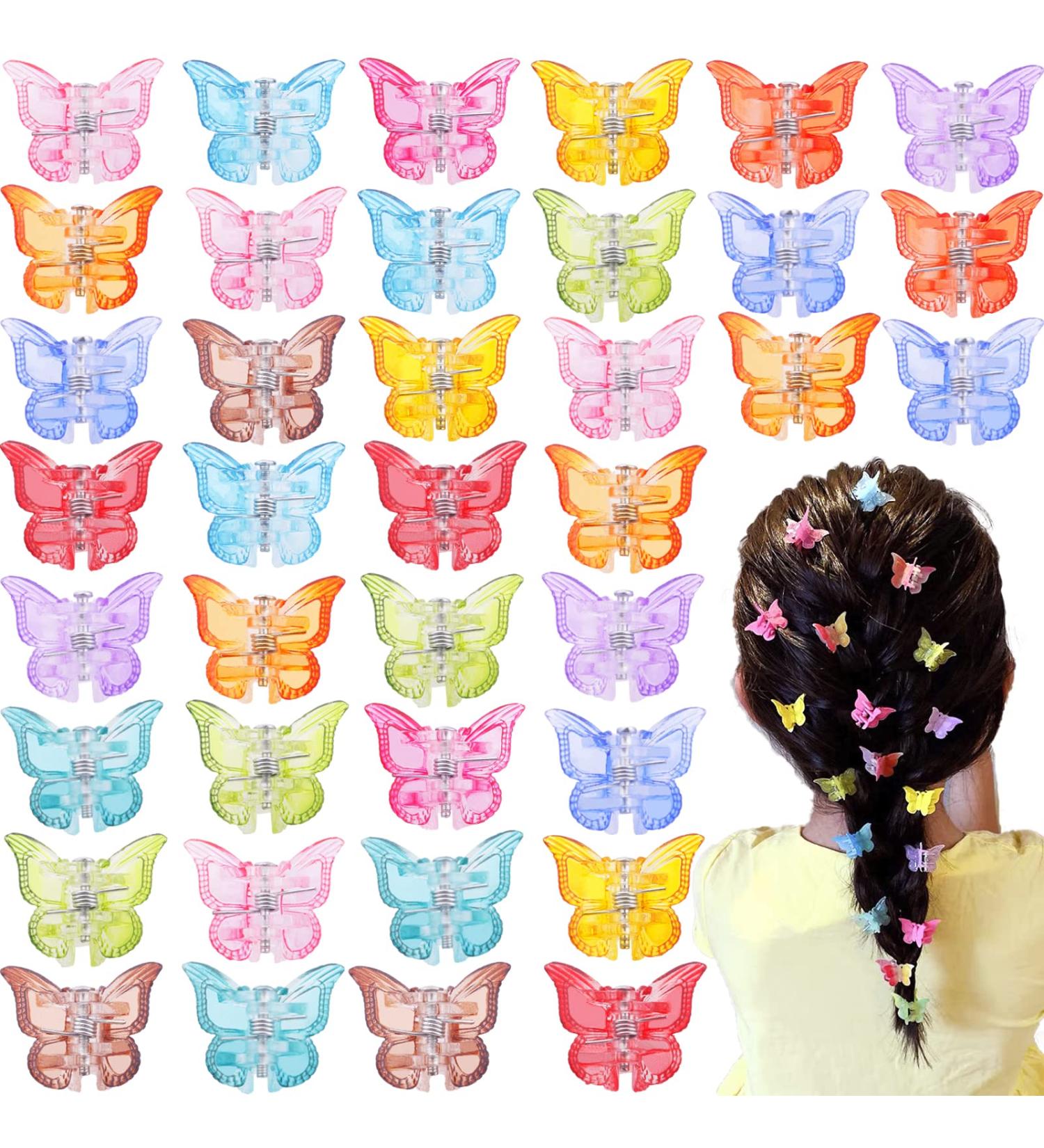 48-Piece Butterfly Hair Clips Set with Box - Cute Mini Claw Clips for Girls & Women in 12 Gradient Colors - Hair Accessories for 90s Trendy Style - Buy Online on GoSupps.com