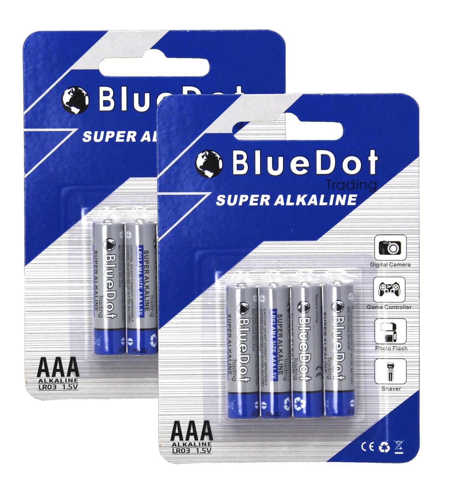 BlueDot Trading AAA Alkaline 1.5v Batteries Long Lasting All-Purpose Battery for Popular Gadgets Household and Business Easy to Open Packs 8 Count 8 Count (Pack of 1)