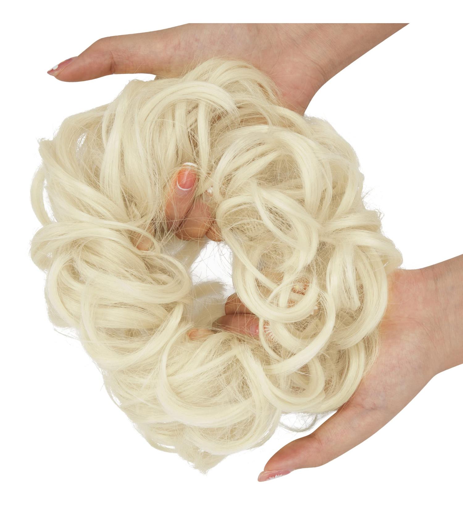 Platinum Blonde Messy Bun Hair Piece | Thick Updo Scrunchie Extension | Ponytail Hair Accessory for Women | 1 PCS - Buy Online on GoSupps.com
