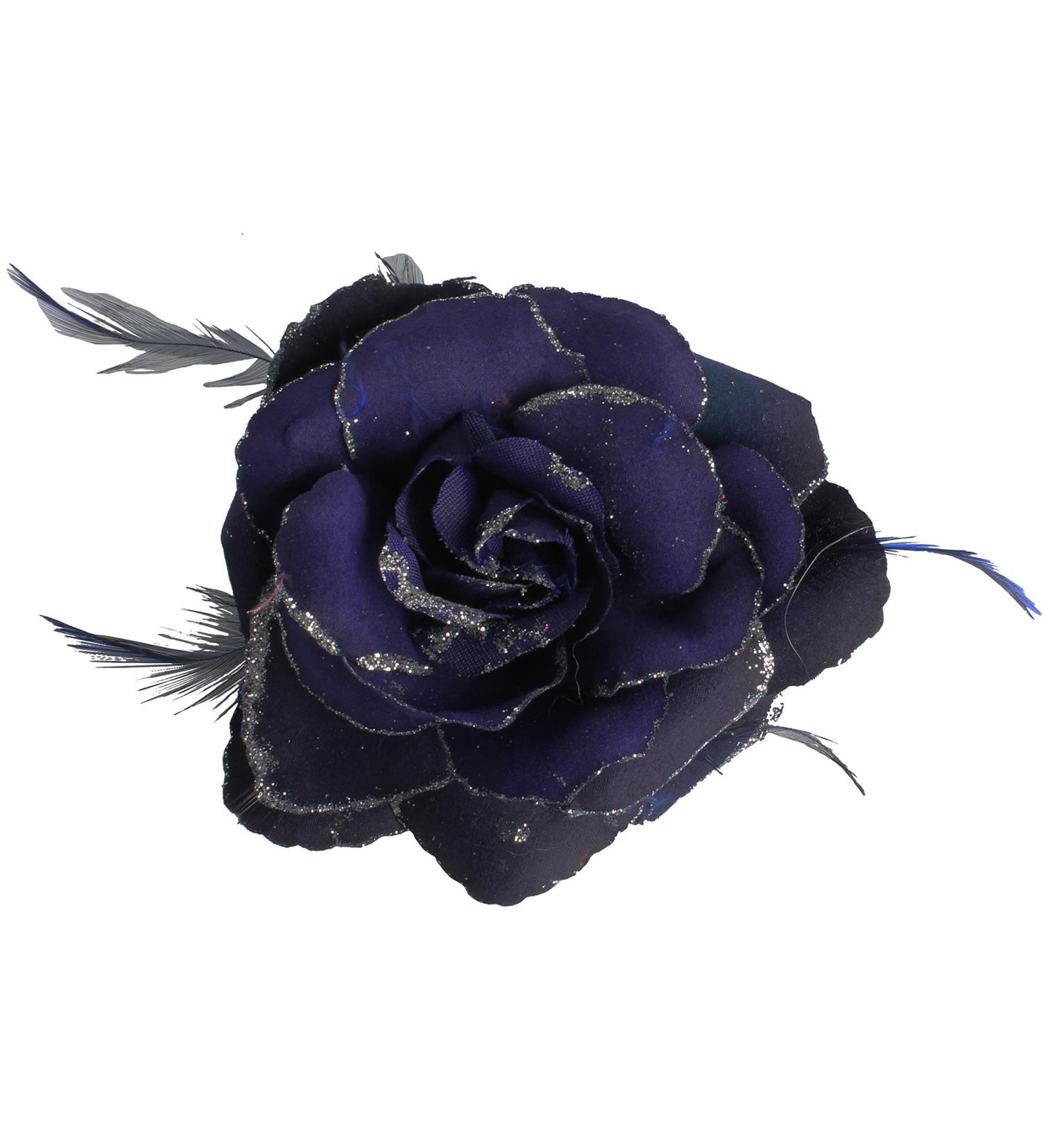 Navy Rose Hair Clip Large Rose Fascinator Flower Hair Clip Navy Blue Hair Accessories Clips Elastic Wedding Hair Flower 1pc
