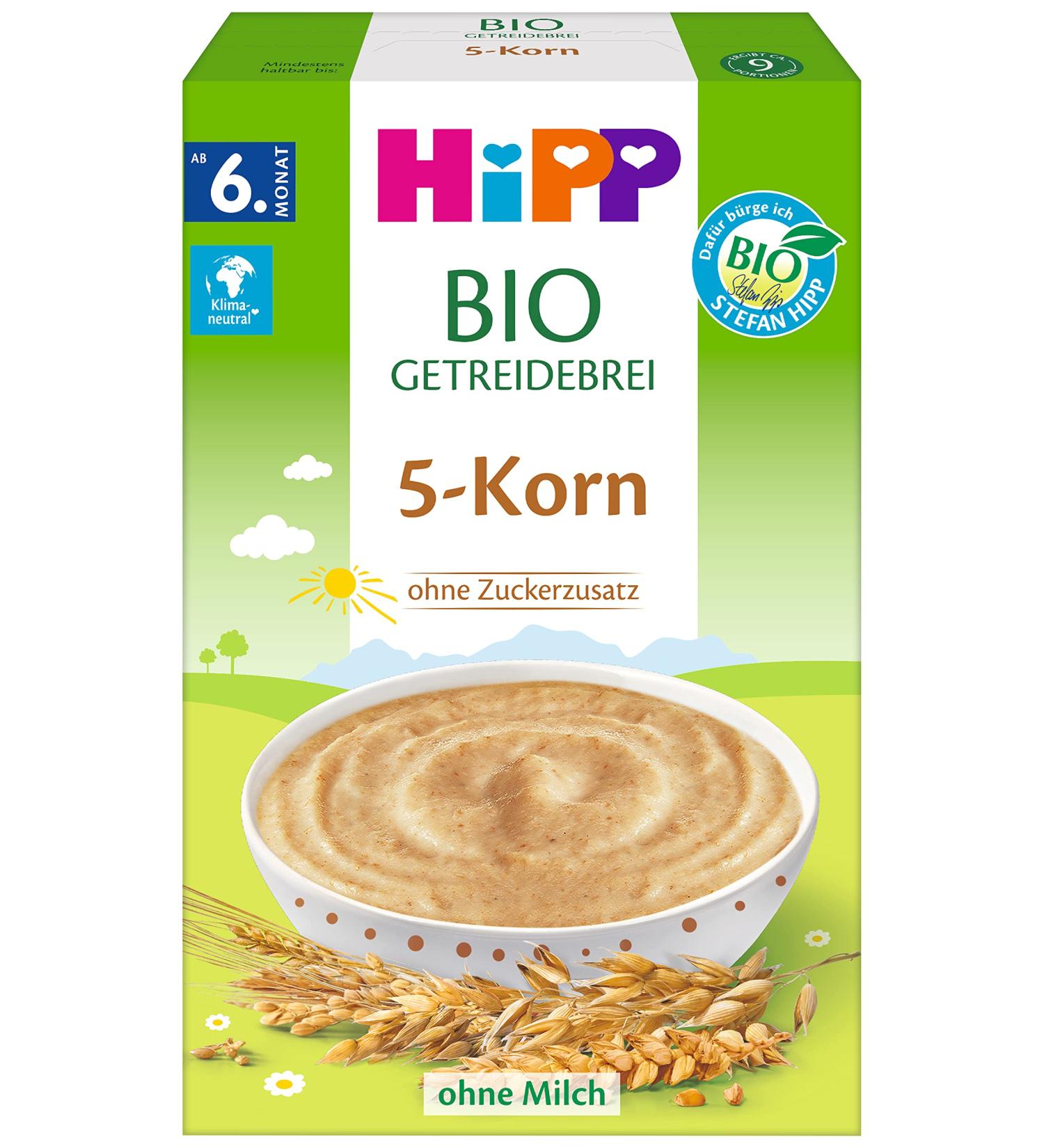 Hipp Organic Unsweetened Cereal Porridge - Five Grains (6 x 200g) - Healthy Baby Food International Shipping - Buy Online on GoSupps.com